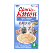 Churu for Kitten Tuna Recipe, creamy treat in a pack with playful kittens on the label.