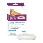 Calming pheromone collar for cats, promoting relaxation and reducing stress, drug-free solution.