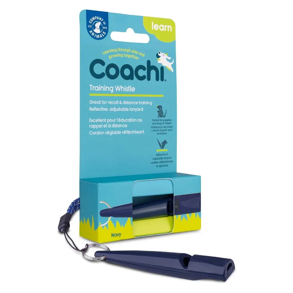 Training whistle for dogs, adjustable, reflective, ideal for recall and distance training.