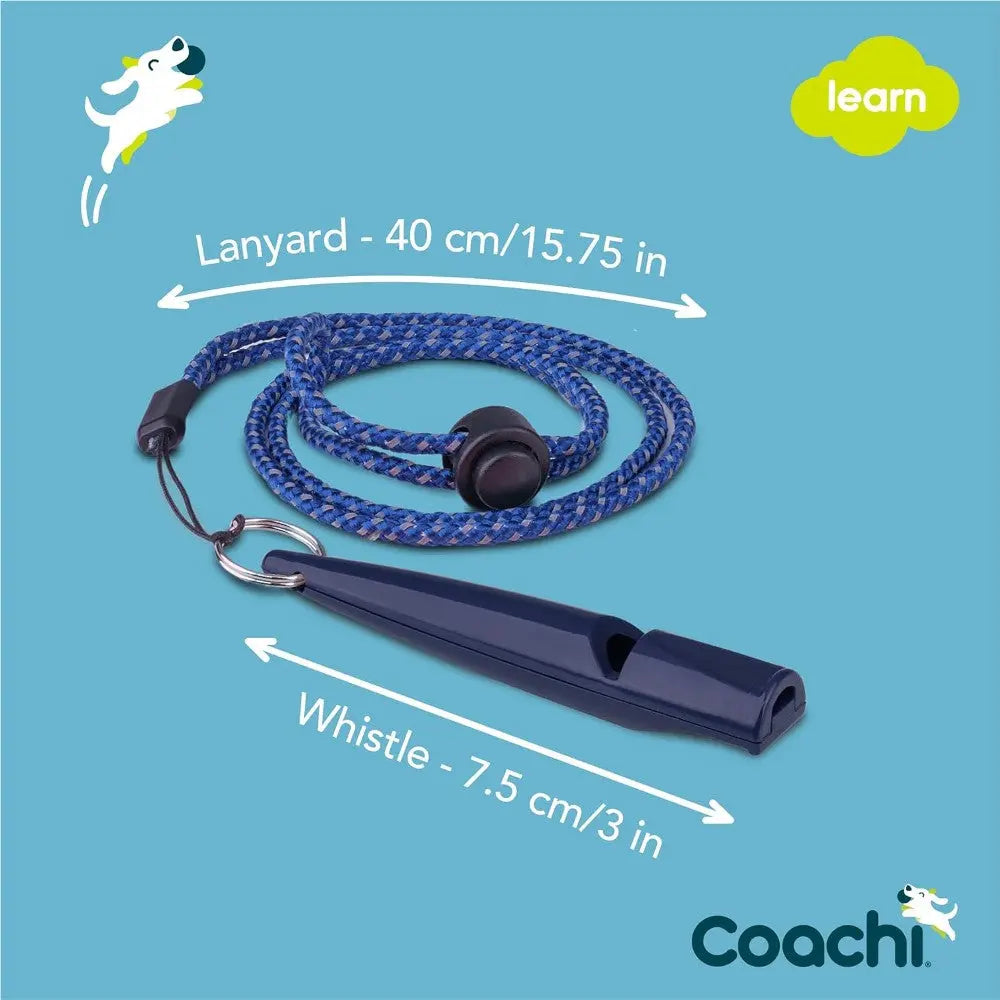 Blue lanyard with whistle, perfect for training and outdoor activities.