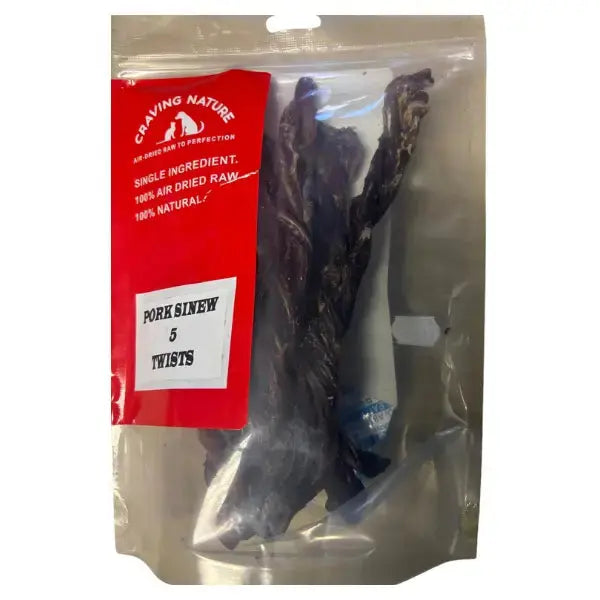 Craving Nature Pork Sinew Sticks and Twists Dog Chew Treats   | Canine & Co