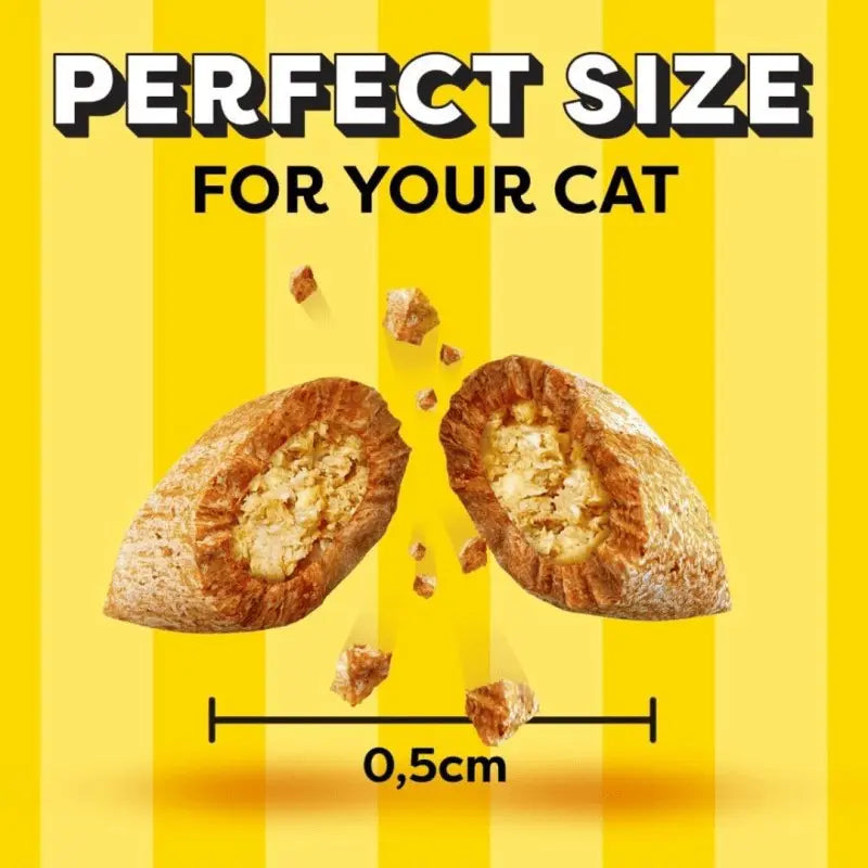 Cat treat size comparison, highlighting the perfect 0.5cm size for your feline friend.