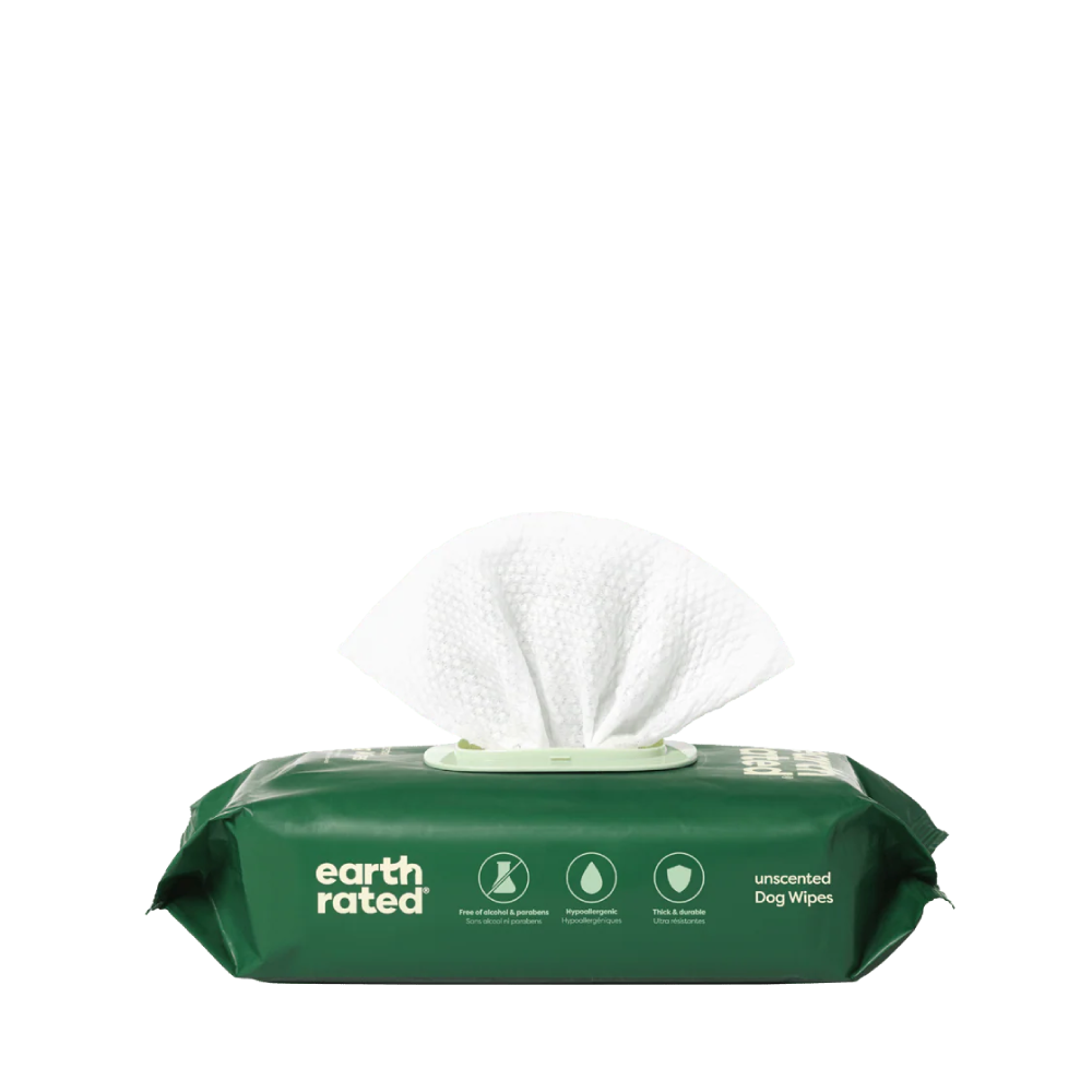 Earth Rated Hypo-Allergenic Dog Wipes for Paws, Body and Bums 100pk Earth Rated