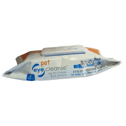 Pet eye cleanse wipes for dogs and cats, designed for gentle eyelid cleaning and care.