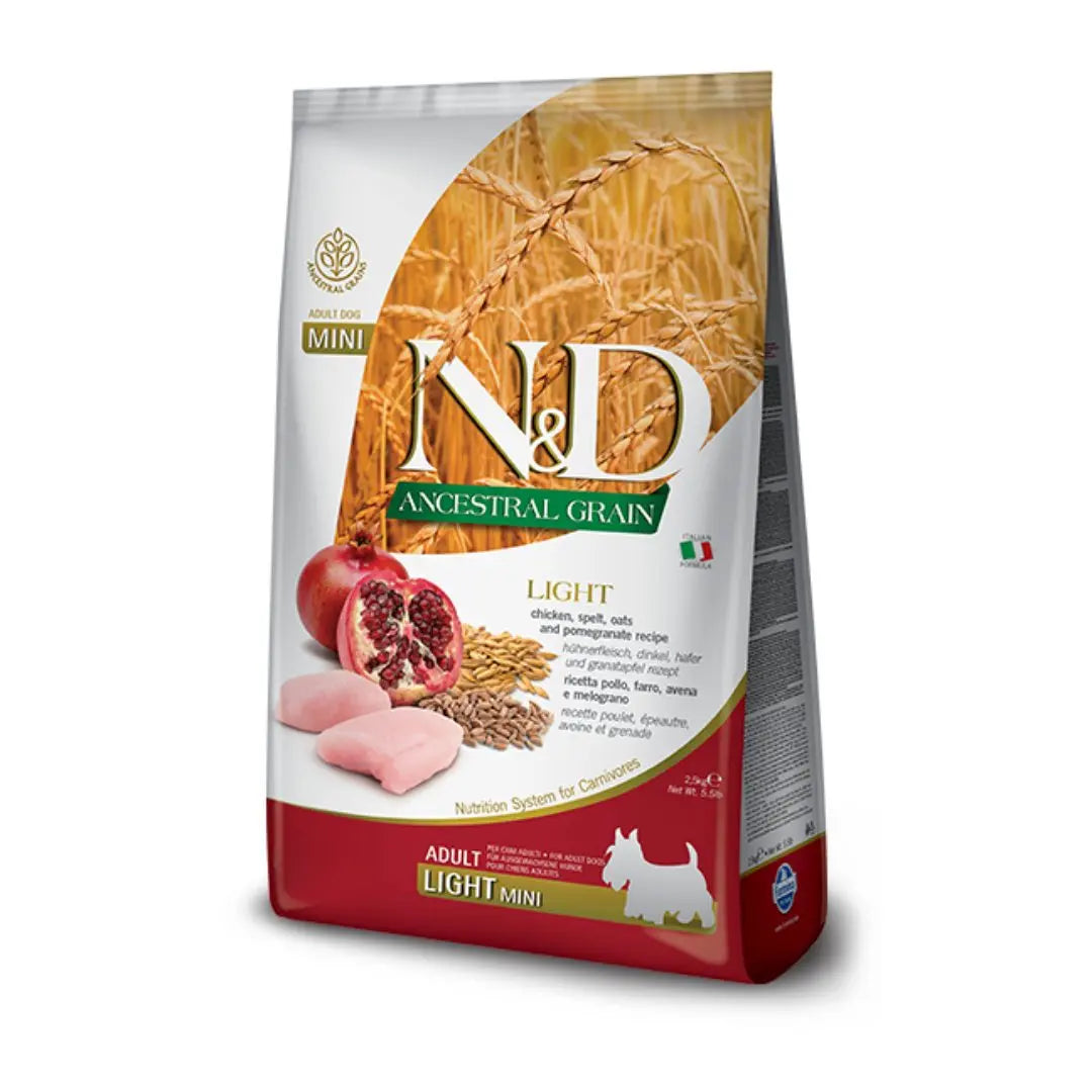 Farmina N&D Ancestral Grain Chicken & Pomegranate Light Adult Dog Food   | Canine & Co