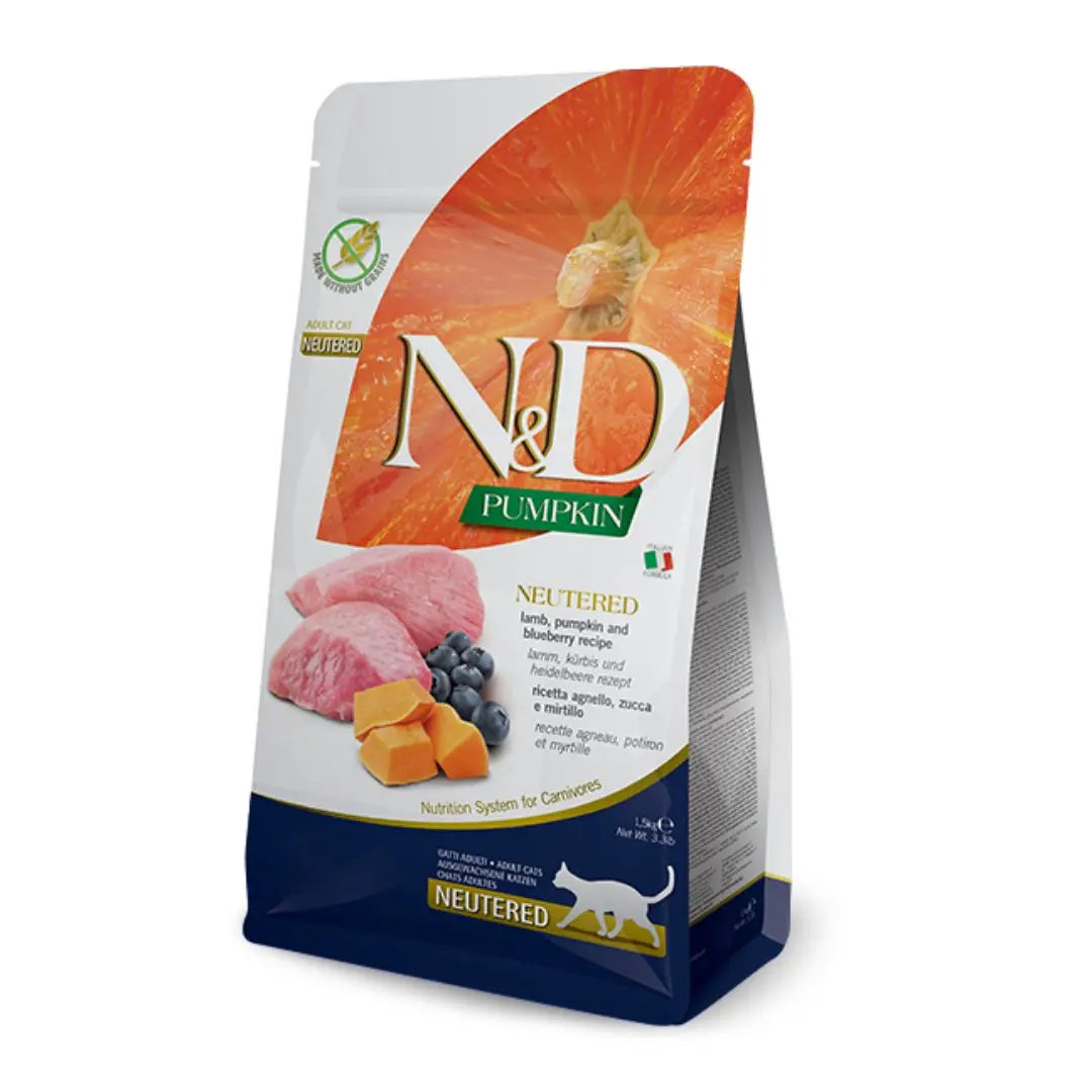 Farmina N&D Pumpkin Lamb, Pumpkin & Blueberry Neutered Cat Food   | Canine & Co