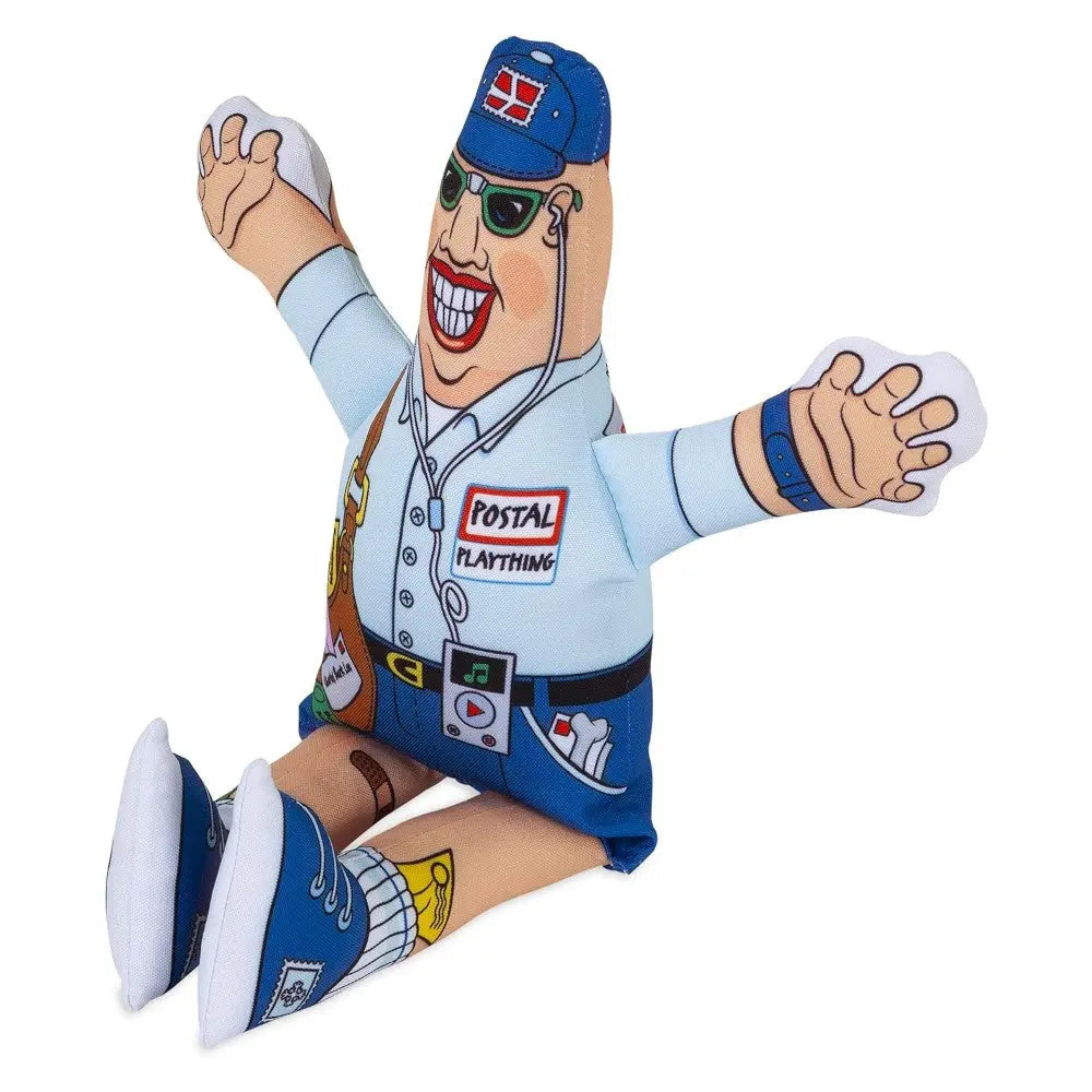 Colorful plush toy of a postal worker character, perfect for imaginative play and decoration.