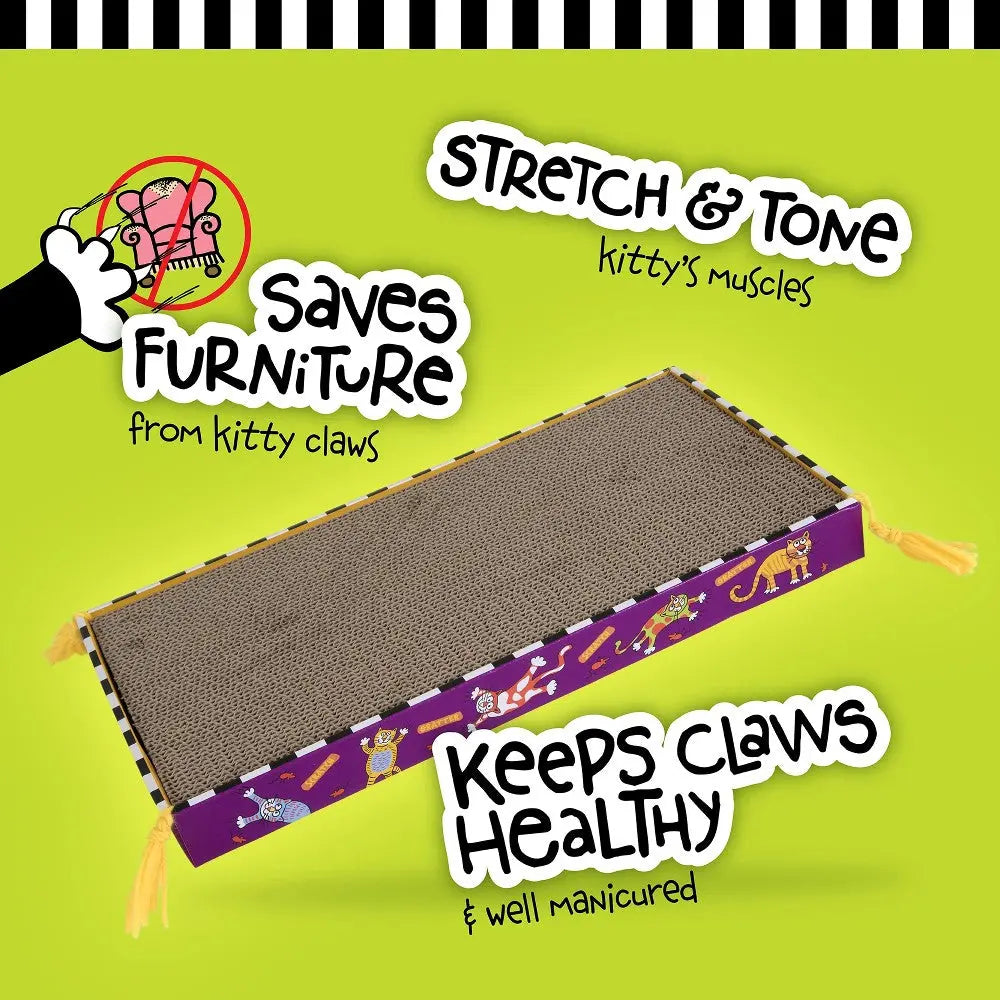 Cat scratching pad promotes healthy claws and saves furniture while providing exercise for your kitty.