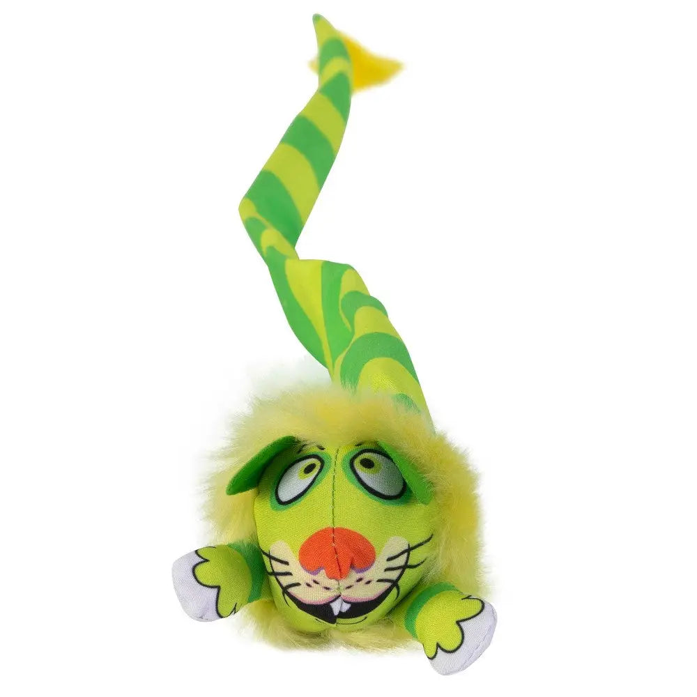 Colorful plush toy snake with a lion head, perfect for playful pets and interactive fun.