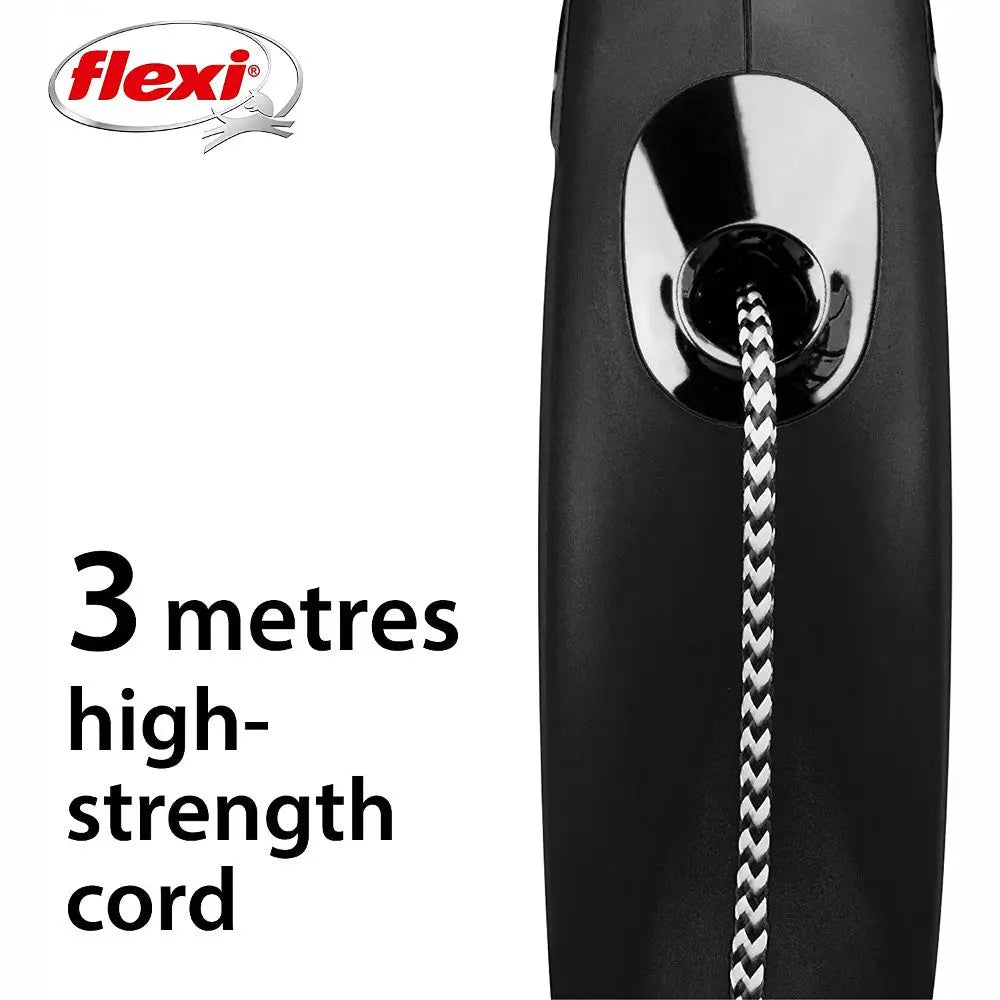 Flexi retractable dog leash with 3 meters high-strength cord for safe and comfortable walks.