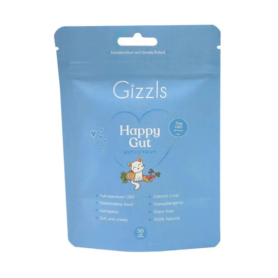 Gizzls Cat Happy Gut Soft Ostrich CBD Cat Treats   | Canine & Co