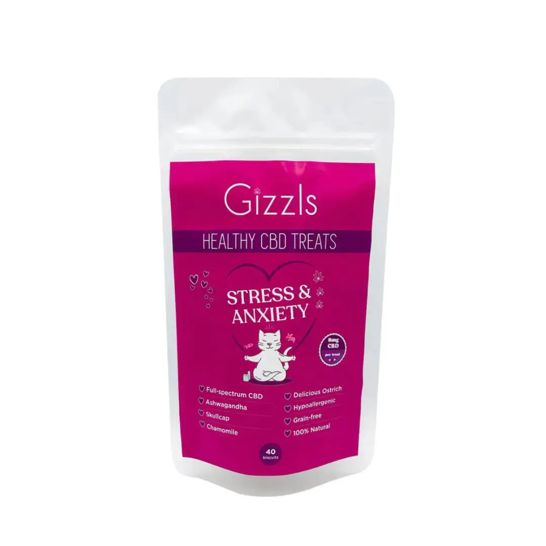 Gizzls Cat Stress & Anxiety Ostrich CBD Cat Treats   | Canine & Co