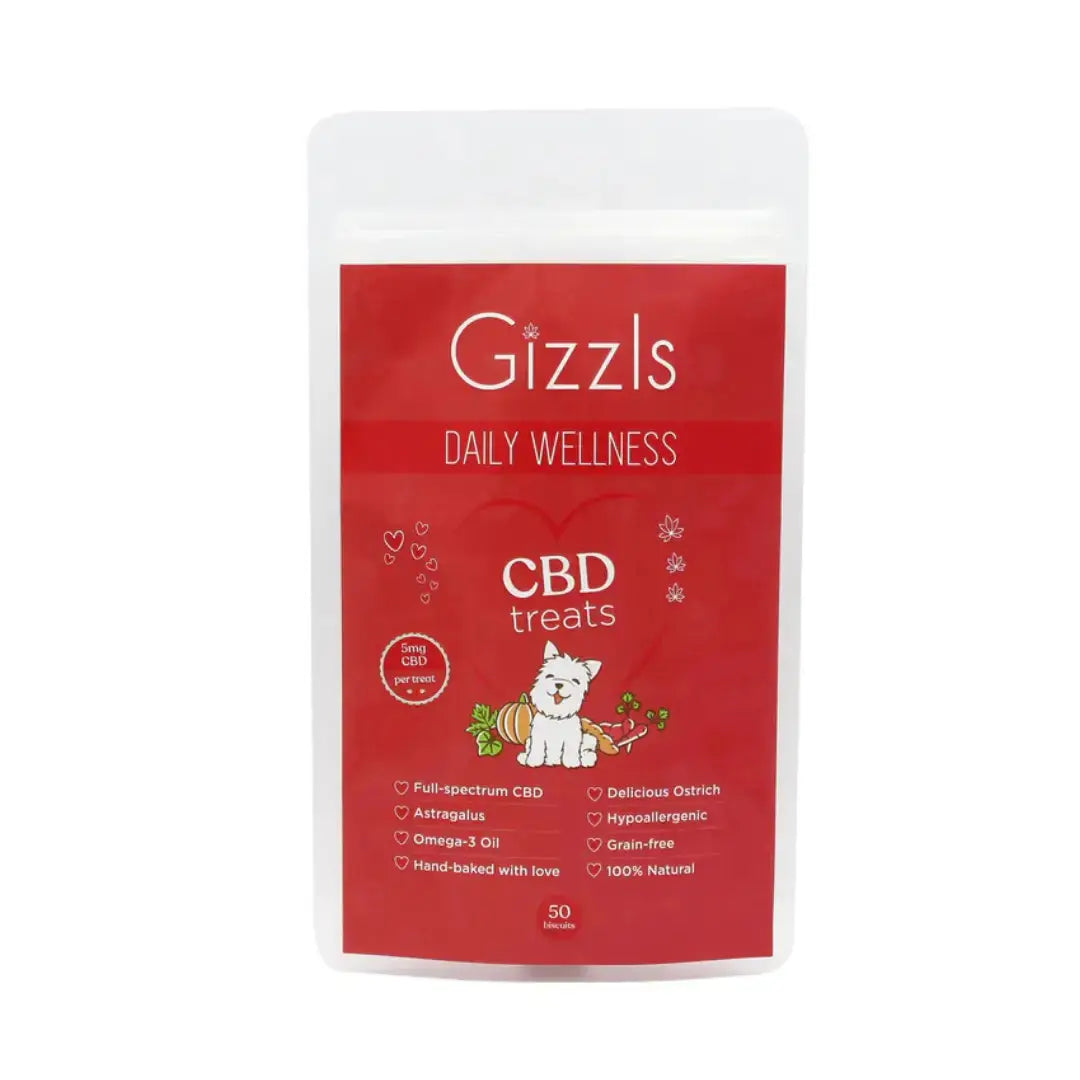 Gizzls Large Dog Ostrich CBD Treats   | Canine & Co