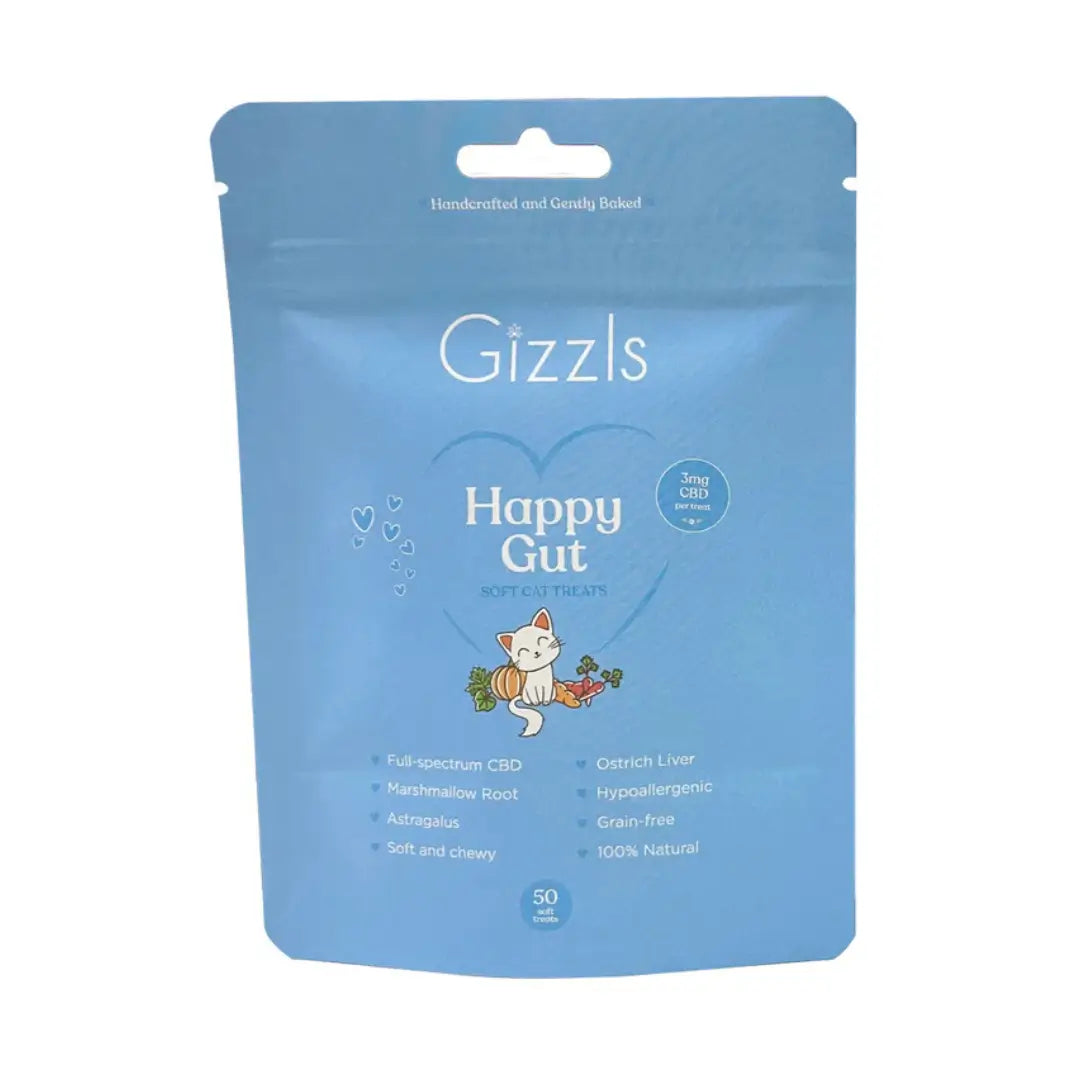 Gizzls Cat Happy Gut Soft Ostrich CBD Treat   | Canine & Co