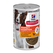 Hill's Science Plan canned dog food for adult dogs, featuring chicken and added vegetables for perfect digestion.