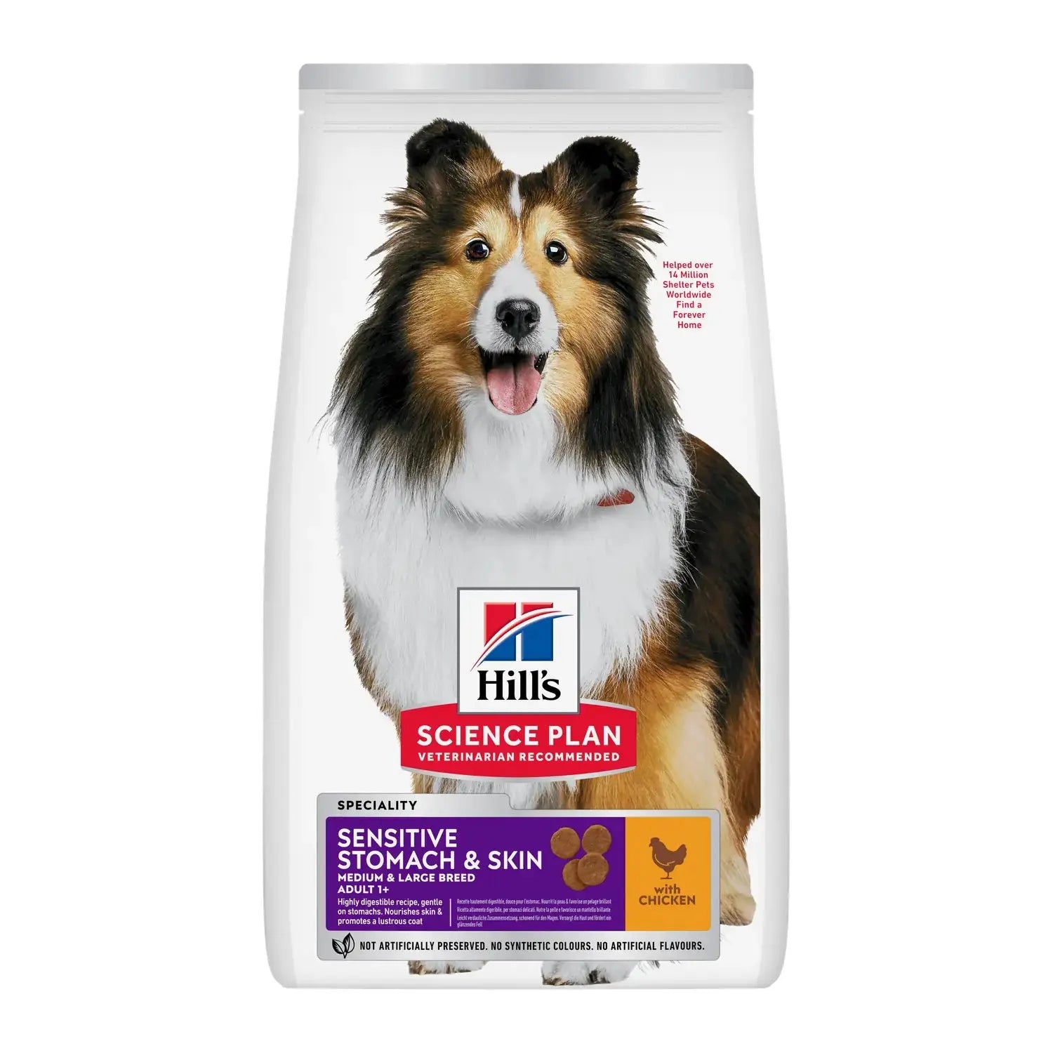 Hill's Science Plan Adult Sensitive Stomach & Skin Chicken dry dog food bag, latest packaging