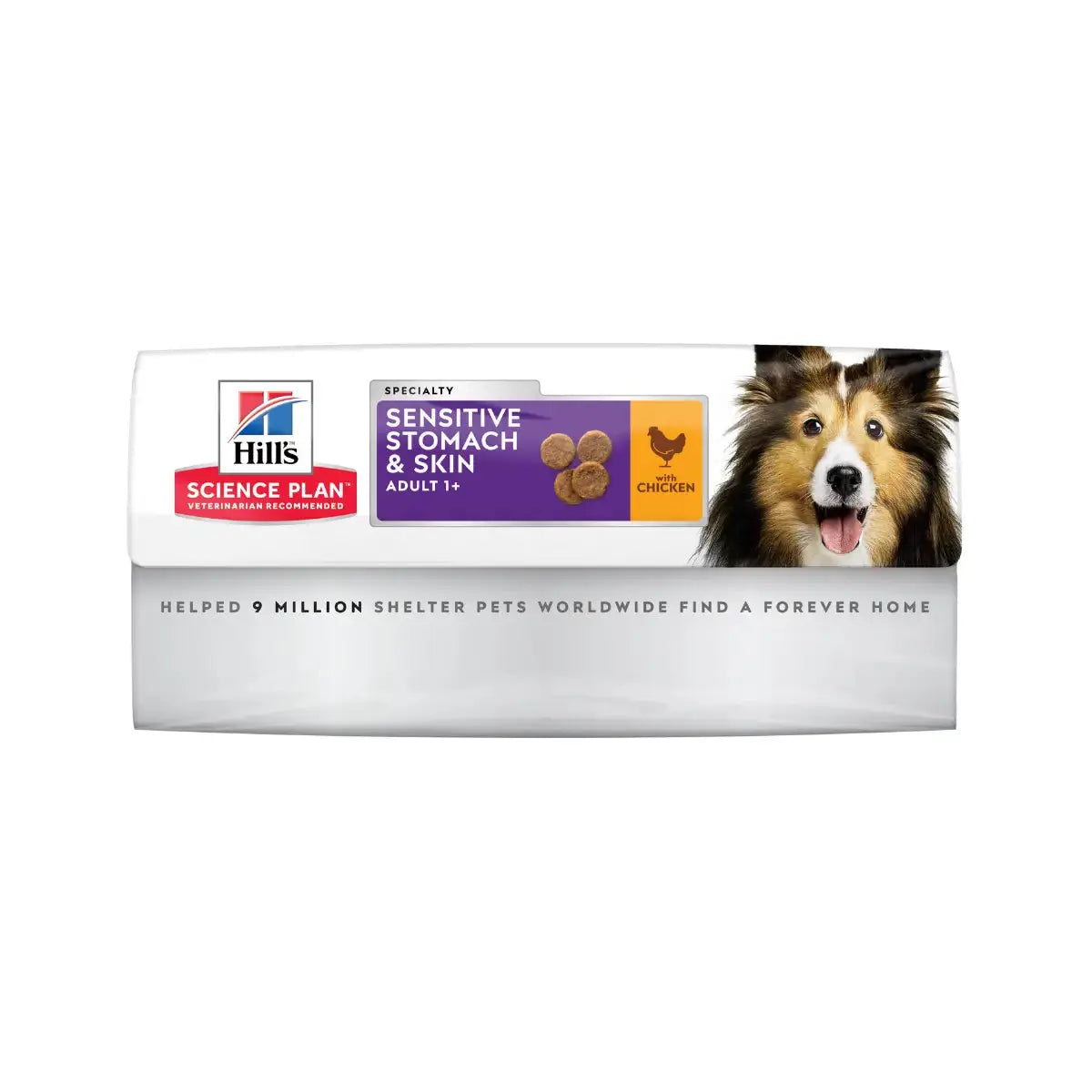 Hill's Science Plan Sensitive Stomach & Skin dog food for adult dogs with chicken flavor.