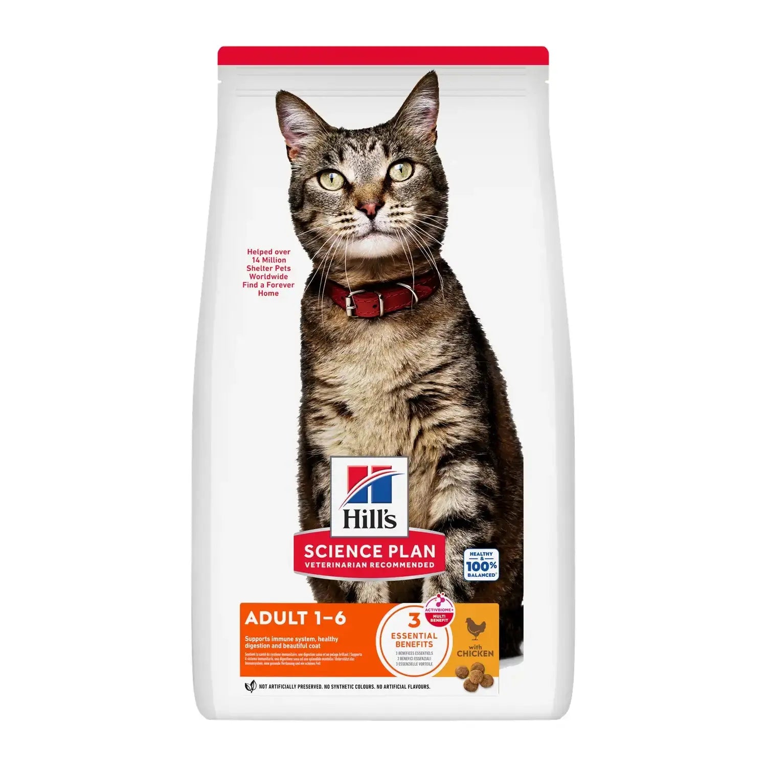 Hill's Science Plan Feline Adult Chicken dry cat food bag, new ActivBiome+ Multi-Benefit packaging