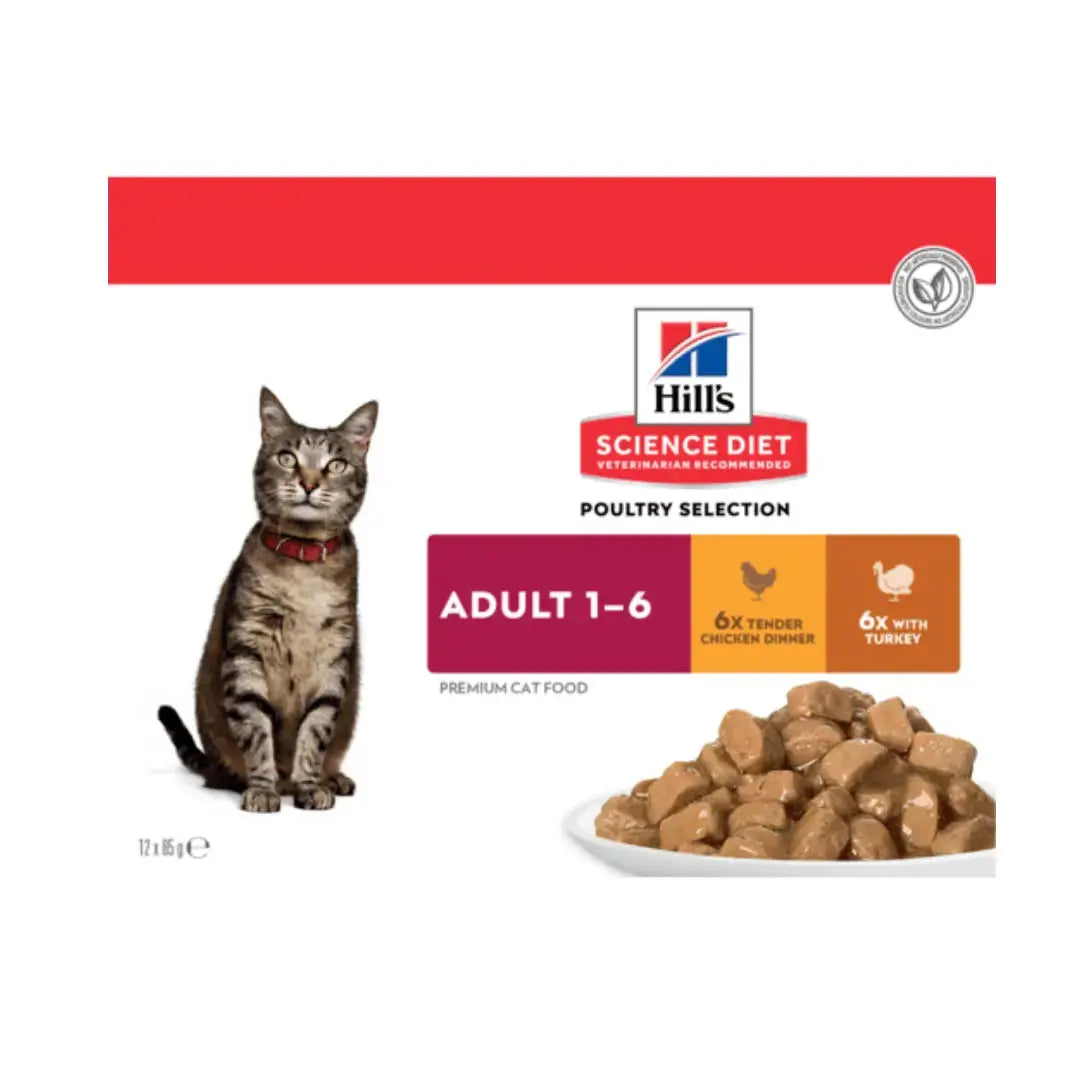 Hill's Science Plan Feline Adult Chicken & Turkey Multipack Wet Cat Food Pouch   | Canine & Co