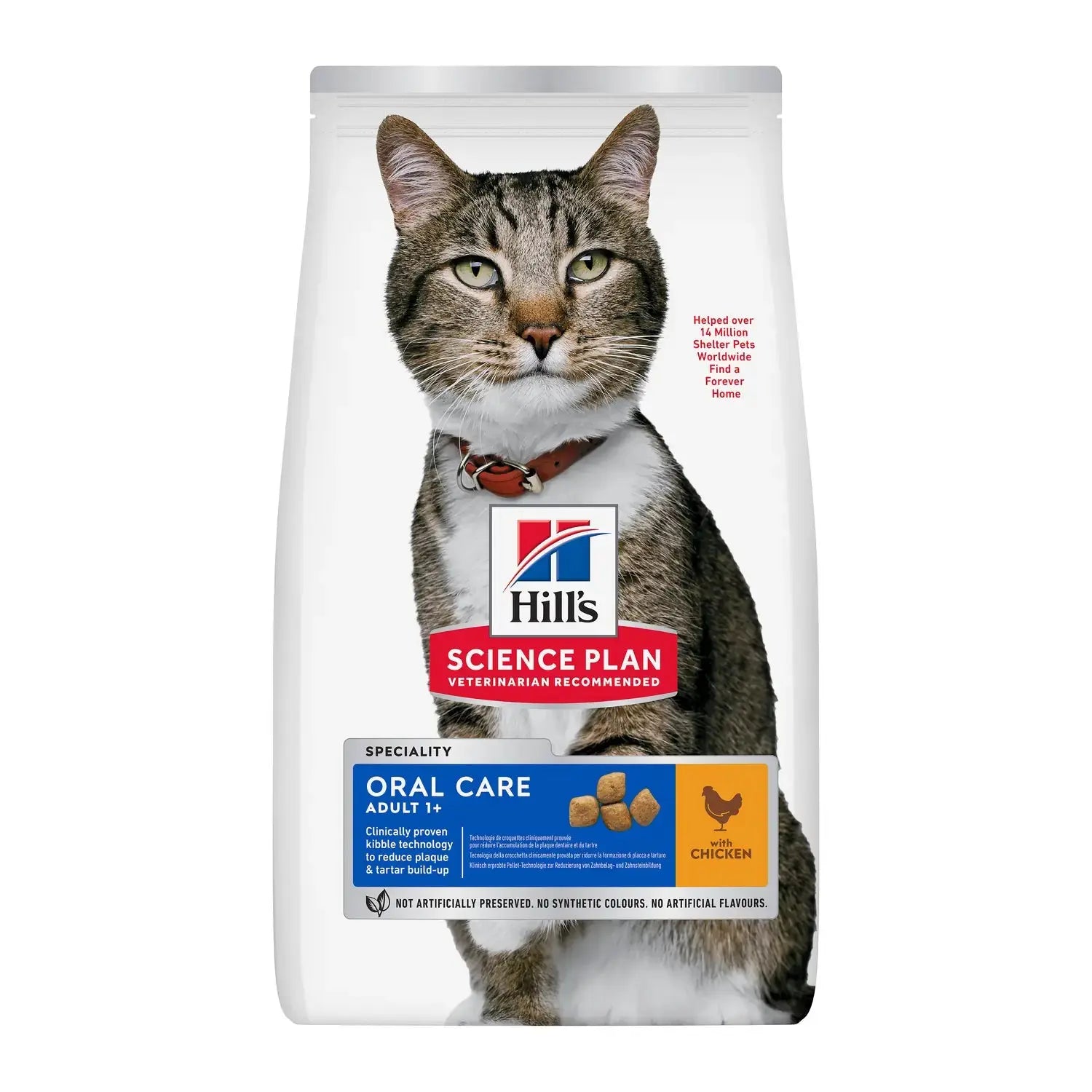 Hill's Science Plan Feline Adult Oral Care Chicken dry cat food bag, front of pack