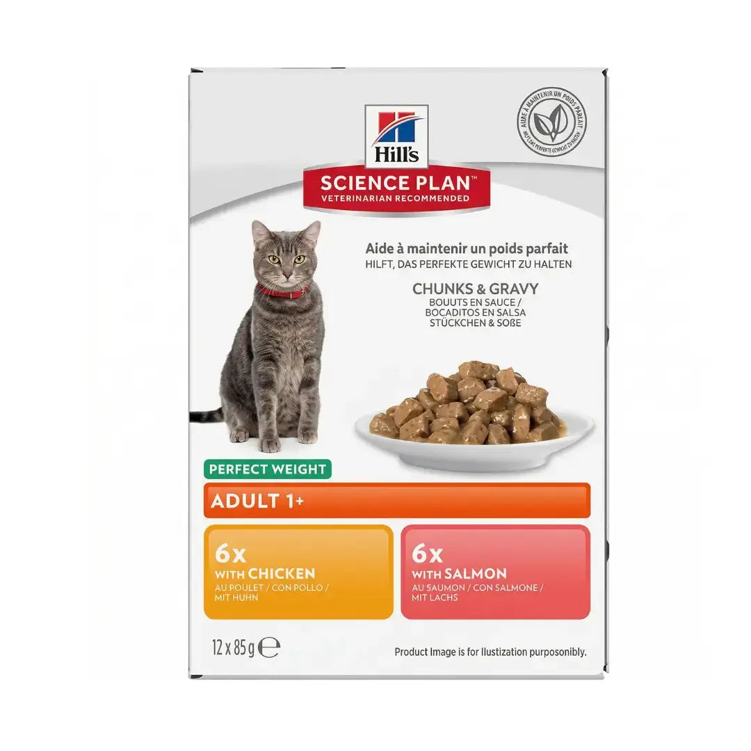 Hill's Science Plan Feline Perfect Weight Chicken & Salmon Multipack Wet Cat Food Pouch   | Canine & Co
