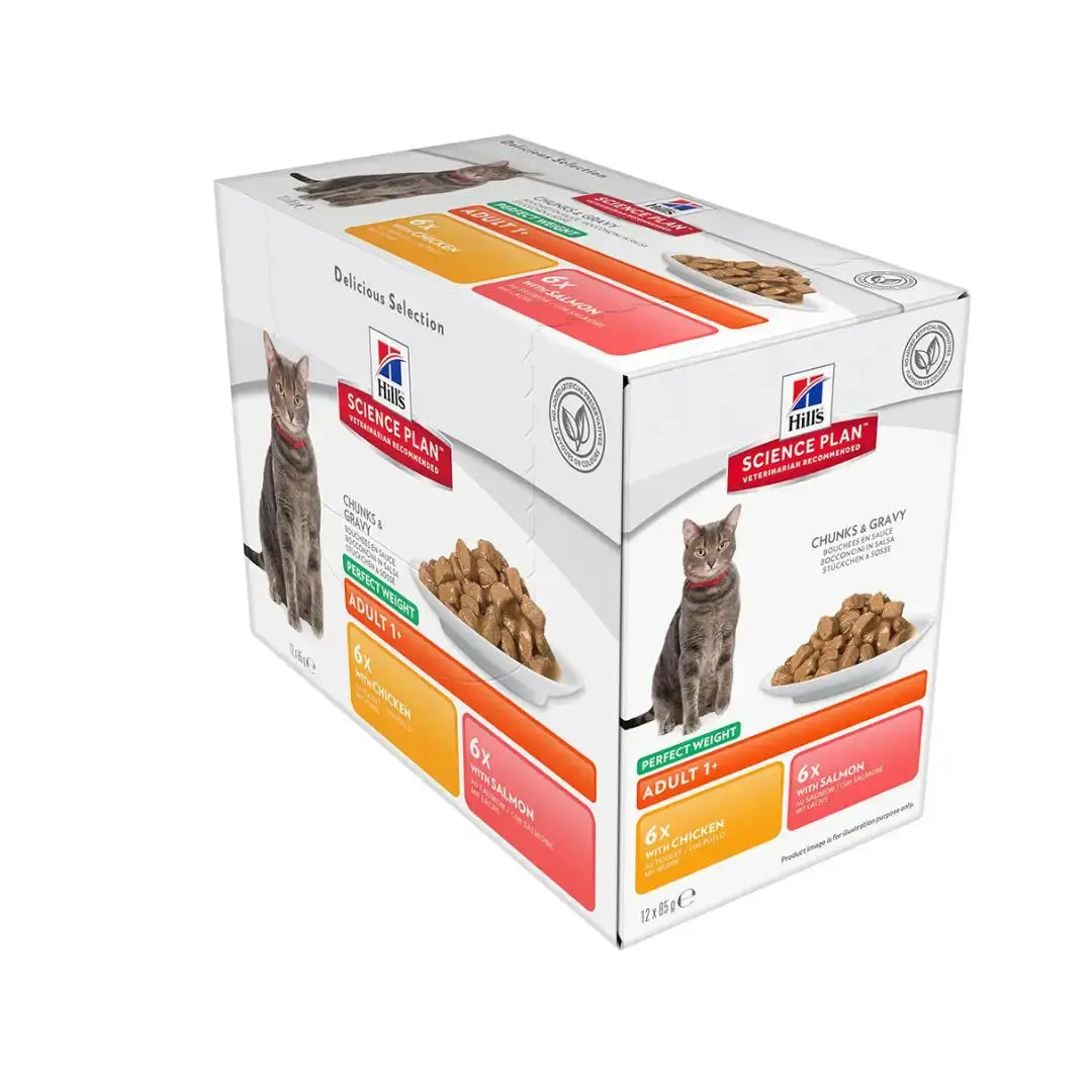 Hill's Science Plan Feline Perfect Weight Chicken & Salmon Multipack Wet Cat Food Pouch   | Canine & Co
