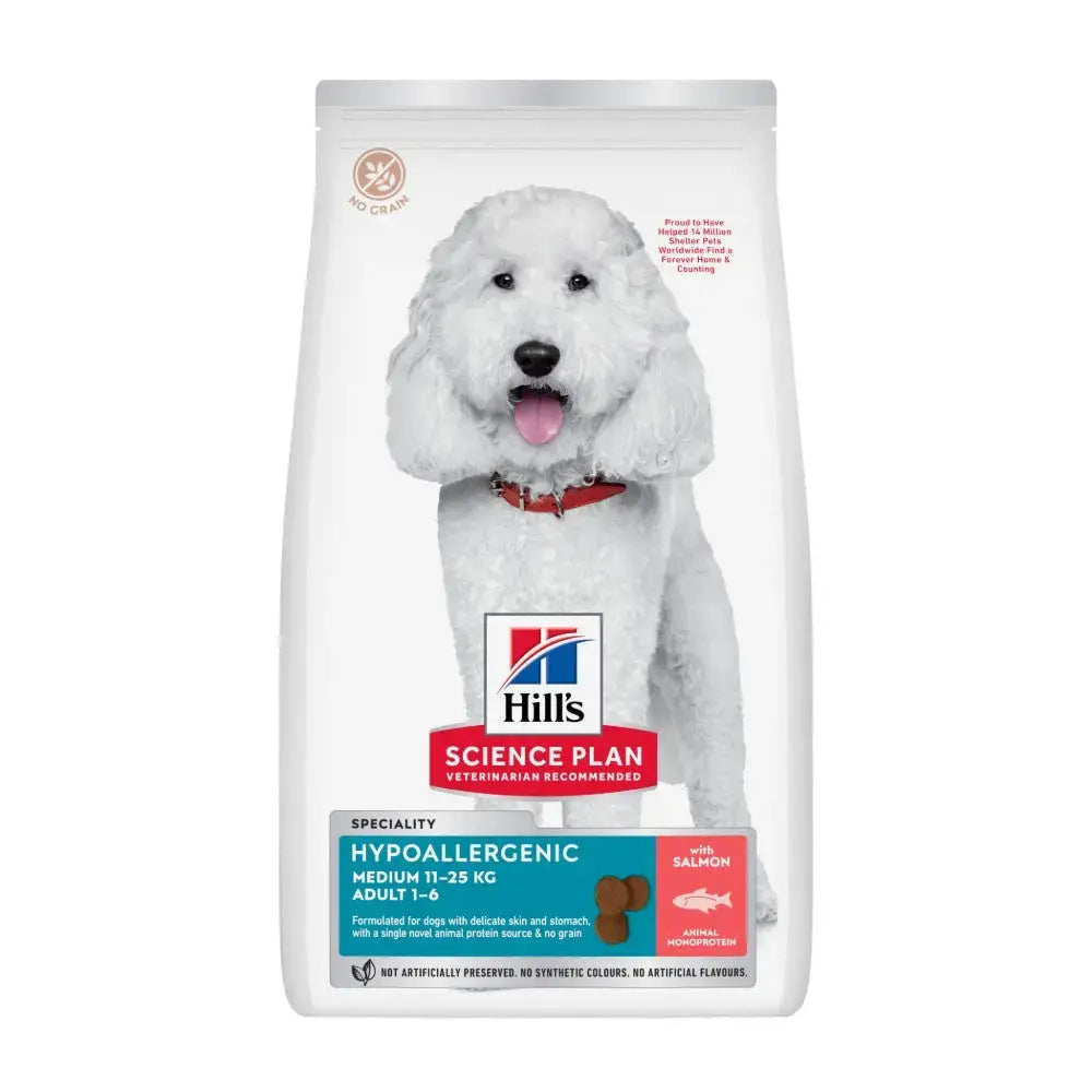 Hill's Science Plan Hypoallergenic dog food for medium adult dogs with salmon, 11-25 kg.
