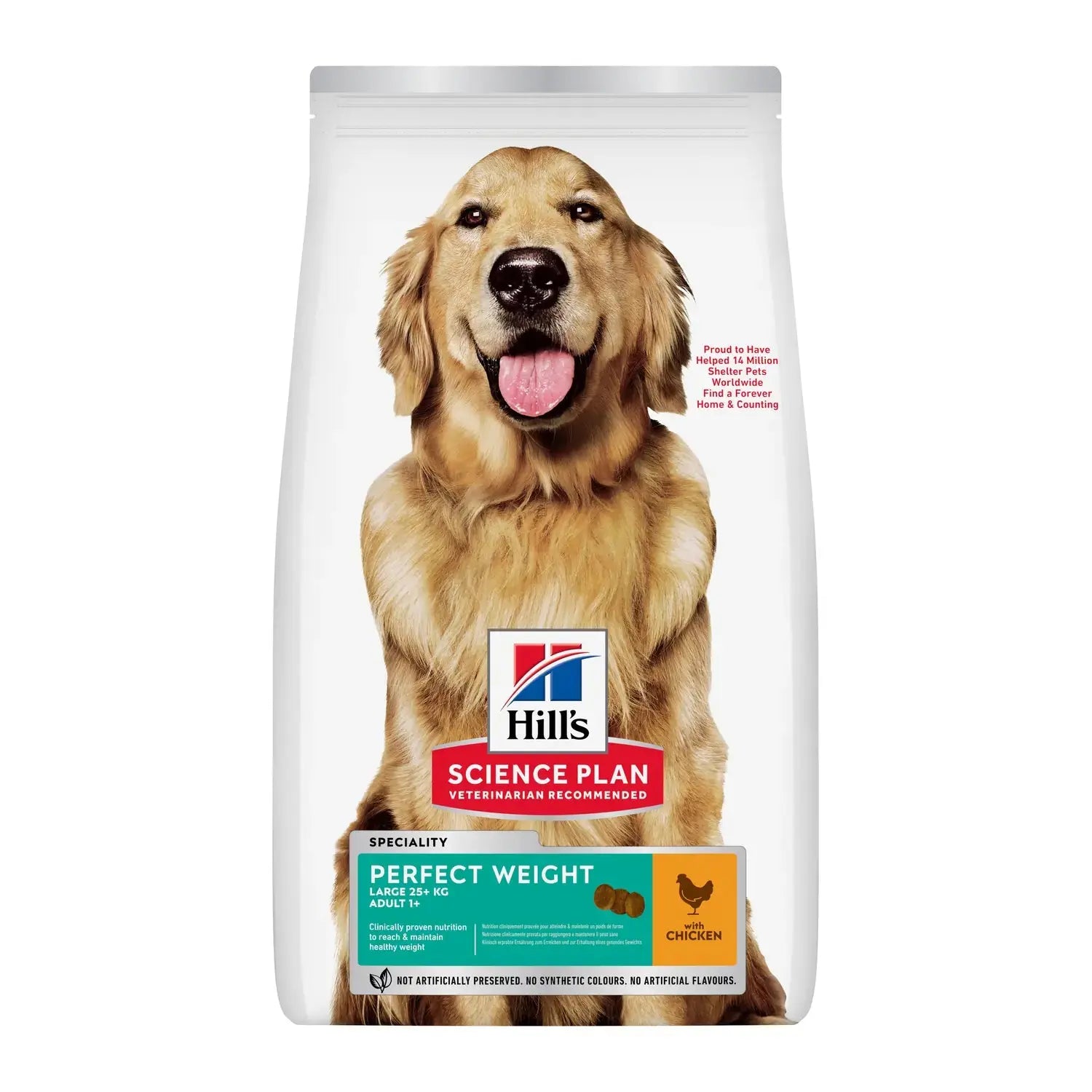 Hill's Science Plan Perfect Weight Large Breed Adult dry dog food with chicken, new look bag front