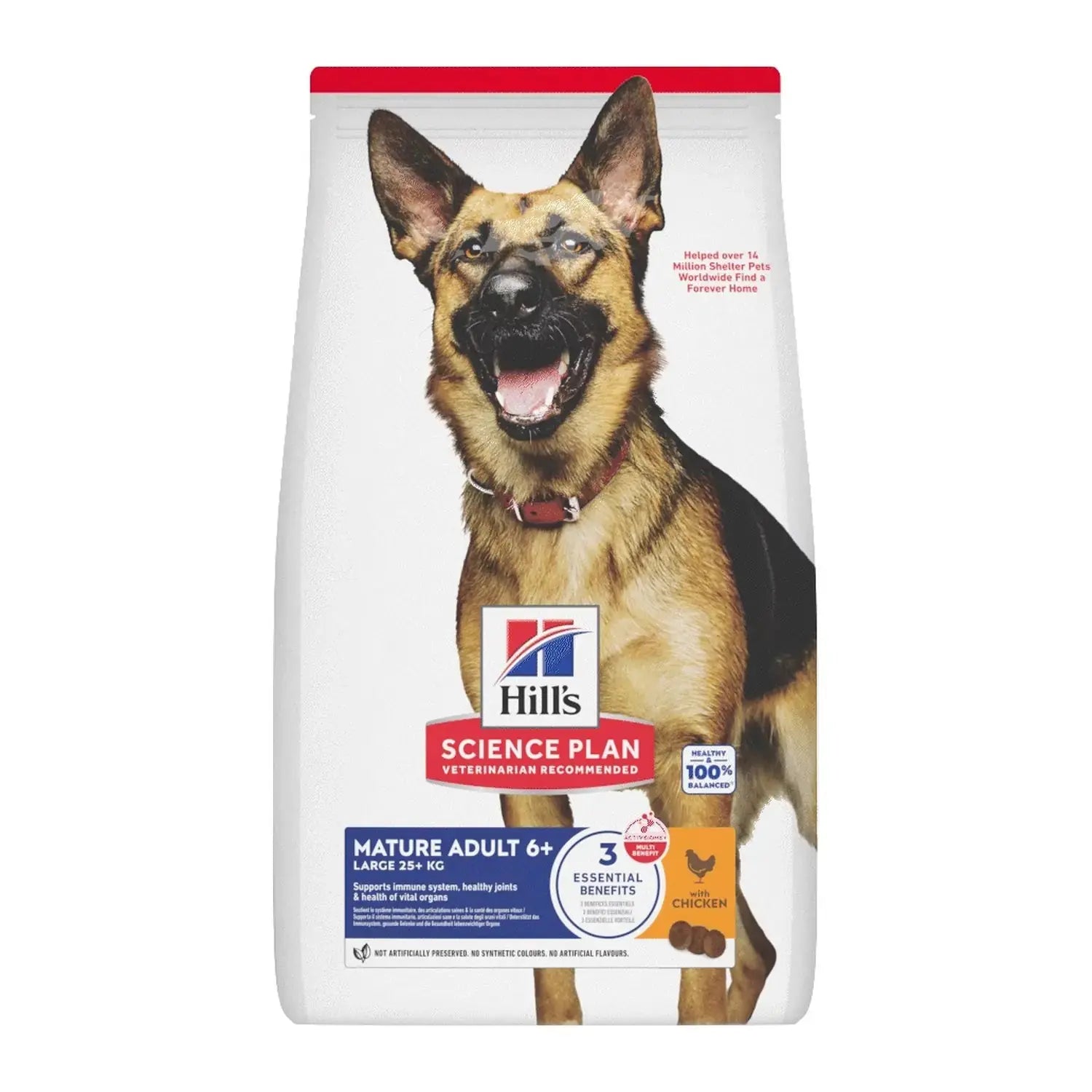 Hill's Science Plan Large Breed Mature Adult 6+ dry dog food with chicken, new ActivBiome+ bag front