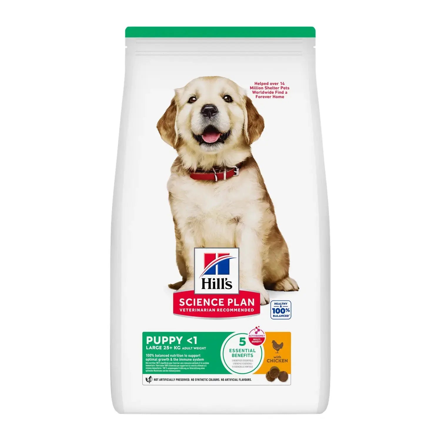 Hill's Science Plan Large Breed Puppy Chicken dry dog food bag, new ActivBiome+ Multi-Benefit packaging