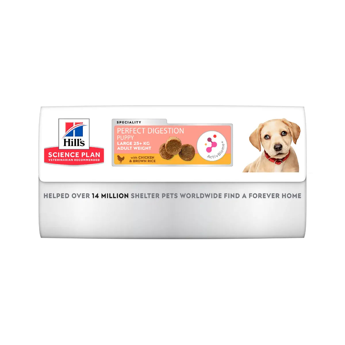 Hill's Science Plan puppy food bag for perfect digestion with chicken and brown rice ingredients.