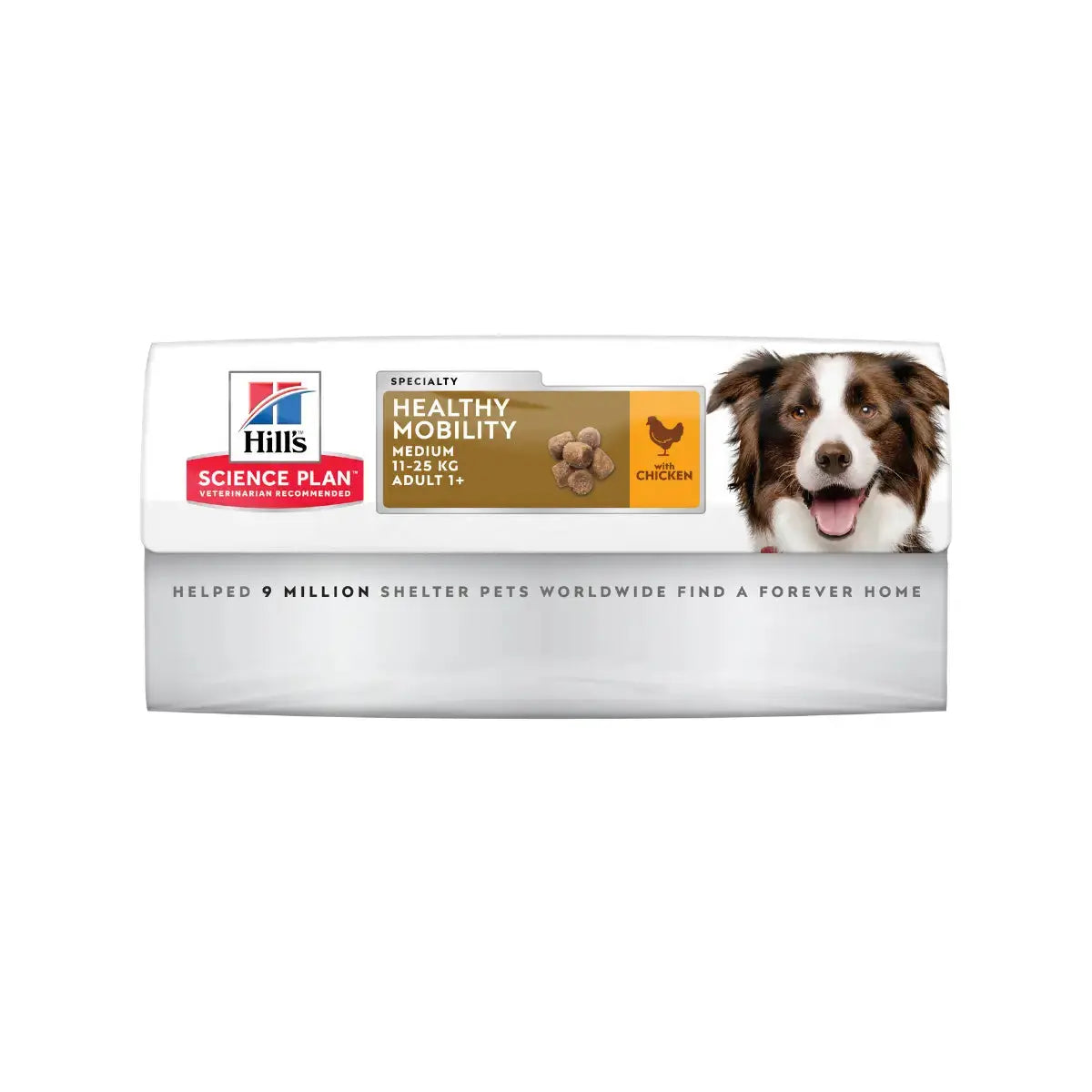 Hill's Science Plan Healthy Mobility dog food packaging for adult dogs with chicken flavor.