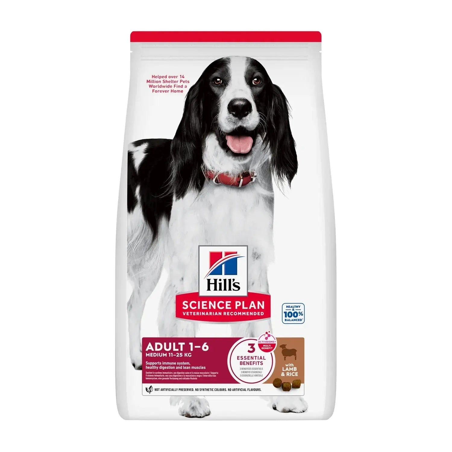 Hill's Science Plan Medium Breed Adult Lamb & Rice dry dog food bag, front of pack