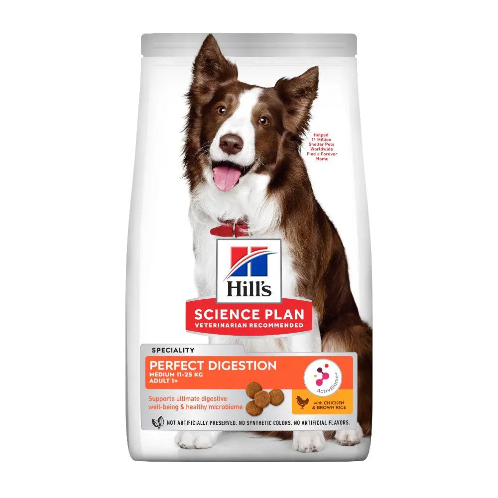 Hill's Science Plan dog food bag for perfect digestion, supporting digestive health in adult dogs.