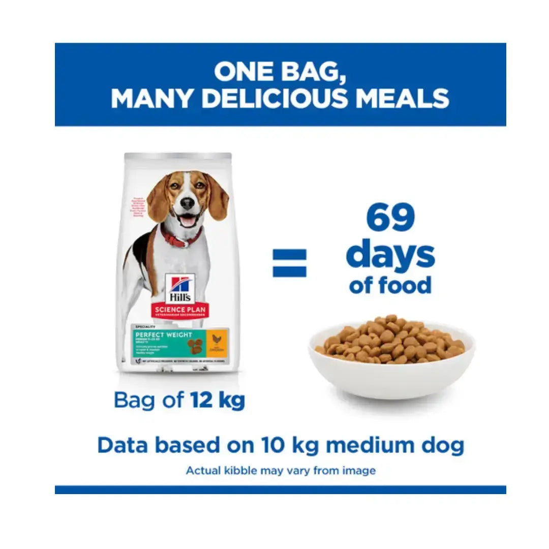 Hill’s Science Plan Medium Breed Adult Perfect Weight Chicken Dry Dog Food   | Canine & Co