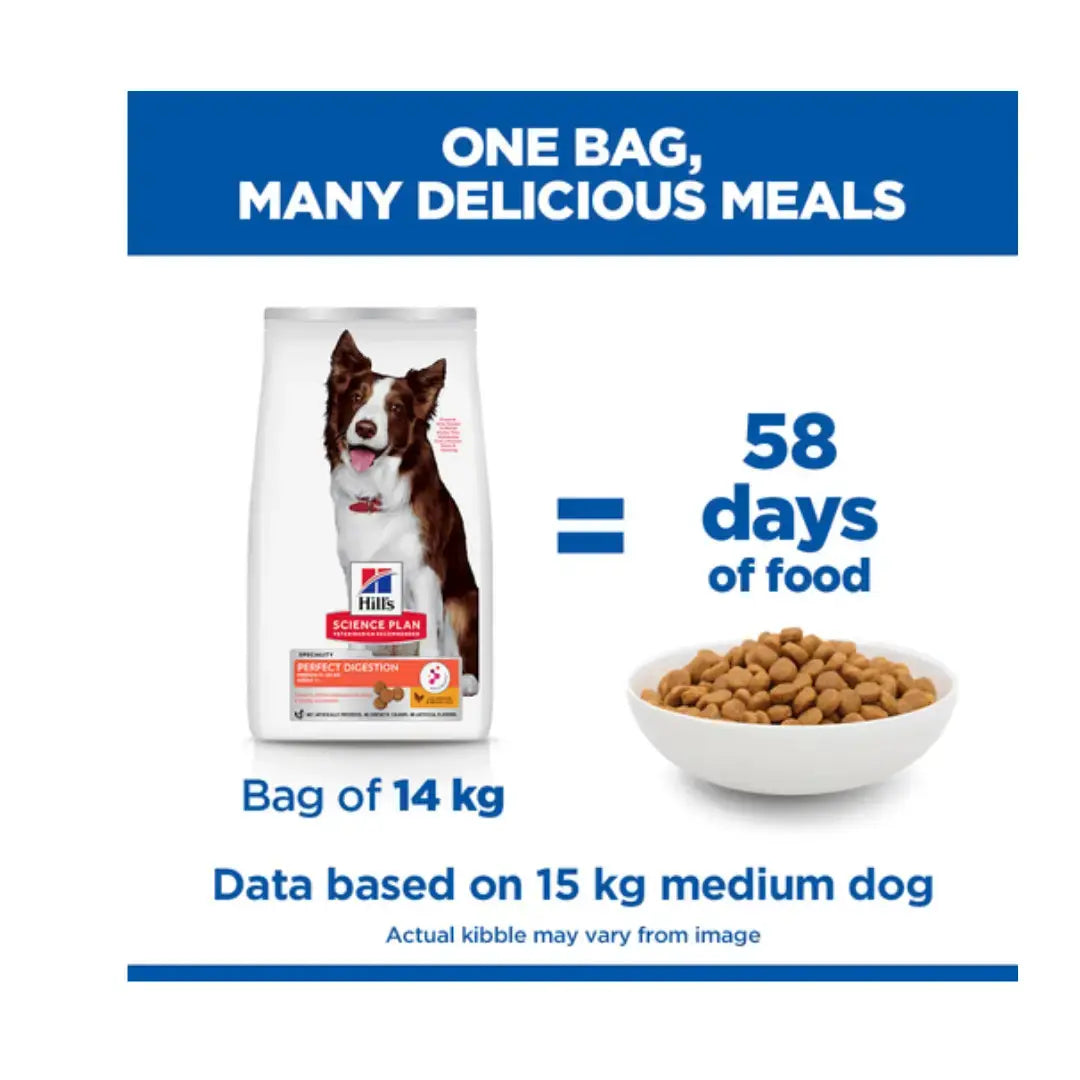 Hill’s Science Plan Medium Breed Perfect Digestion Adult Chicken Dry Dog Food   | Canine & Co