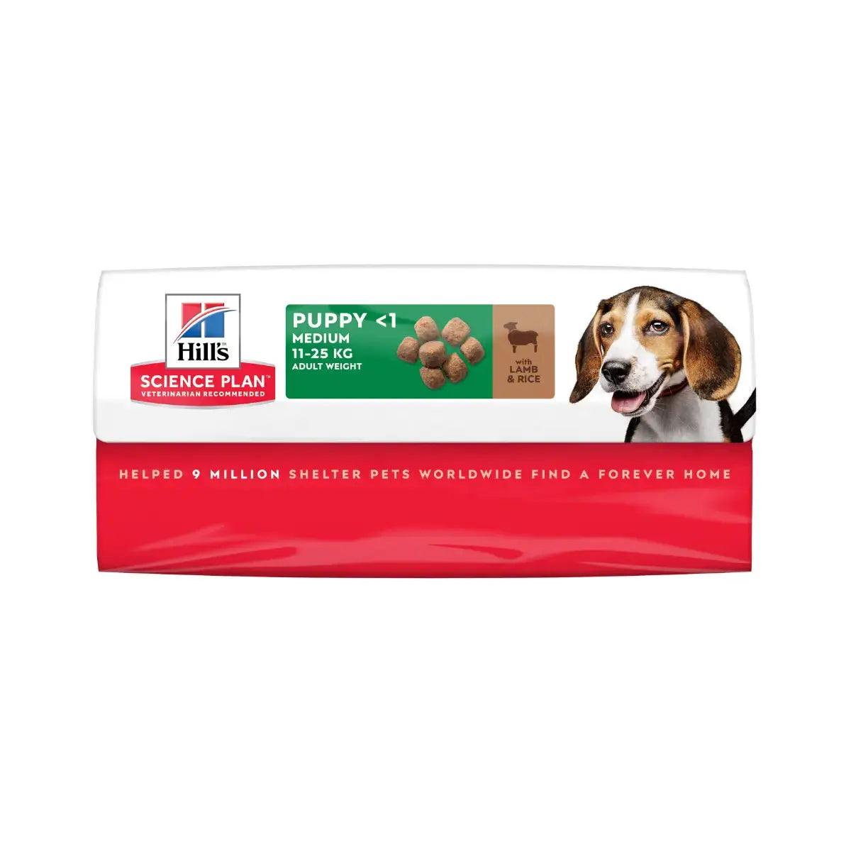 Hill's Science Plan puppy food bag with lamb and rice for medium dogs under 1 year.