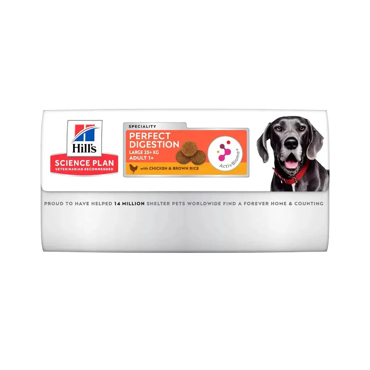 Hill's Science Plan dog food bag for adult dogs, featuring chicken and brown rice for perfect digestion.
