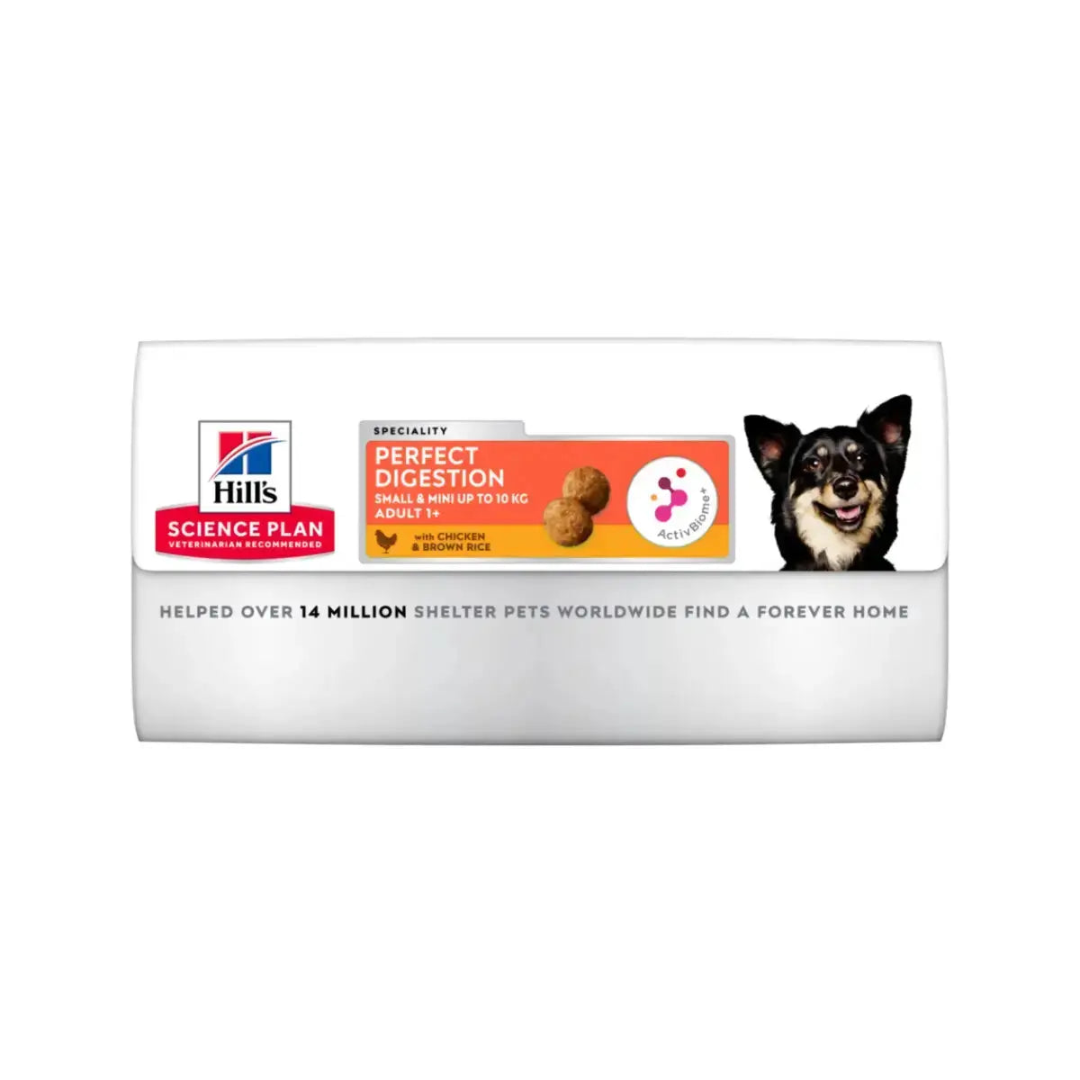 Hill's Science Plan Perfect Digestion dog food for small breeds, featuring chicken and brown rice.