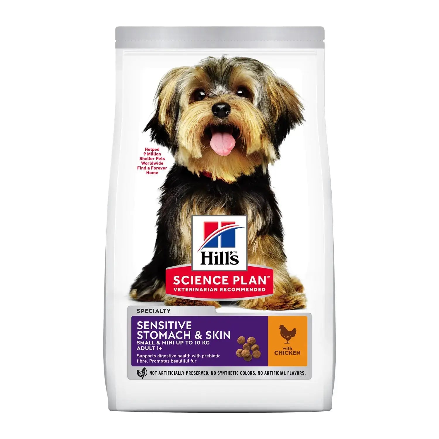 Hill's Science Plan Small & Mini Adult Sensitive Stomach & Skin Chicken dry dog food bag, latest packaging