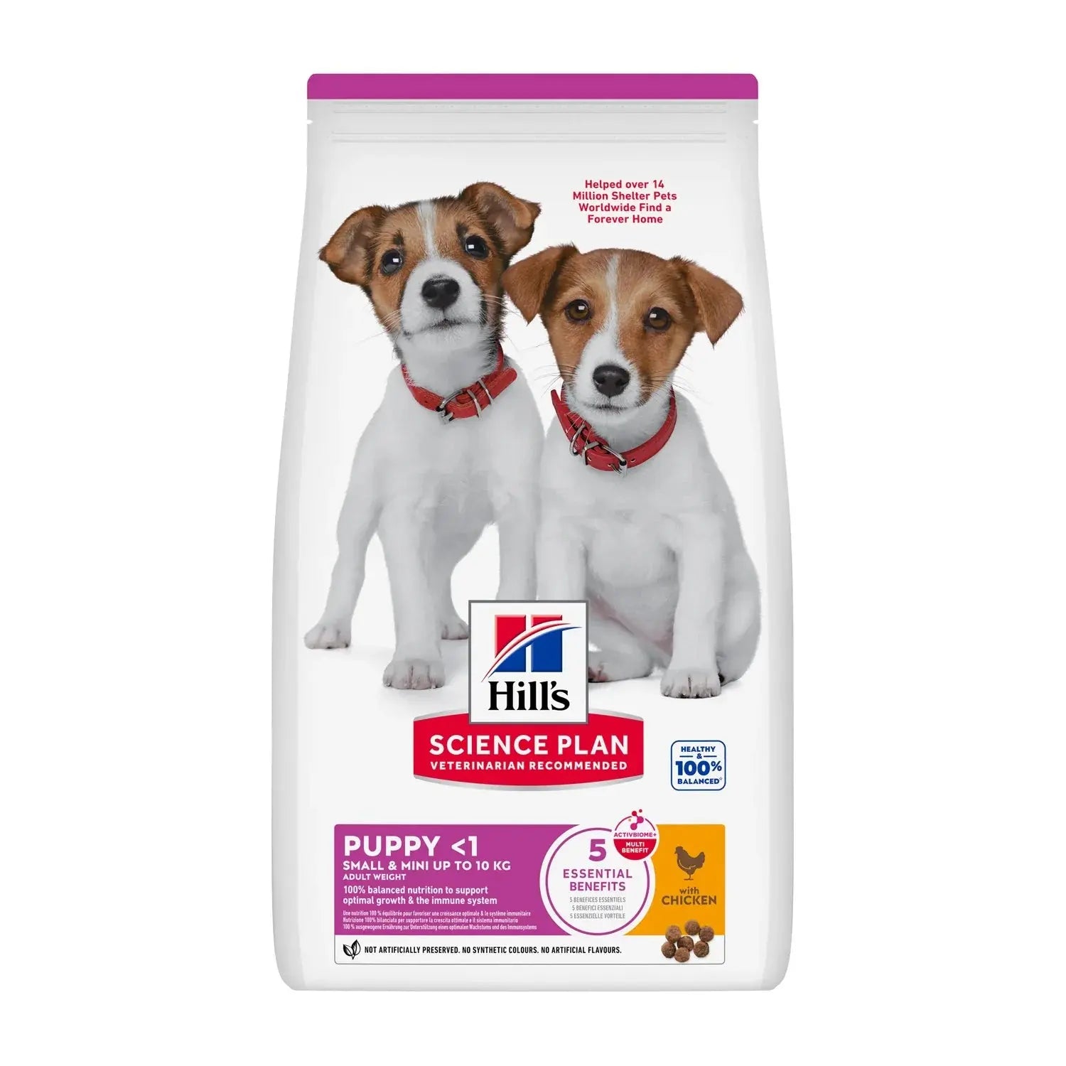 Hill's Science Plan Small & Mini Puppy Chicken dry dog food bag, front of pack