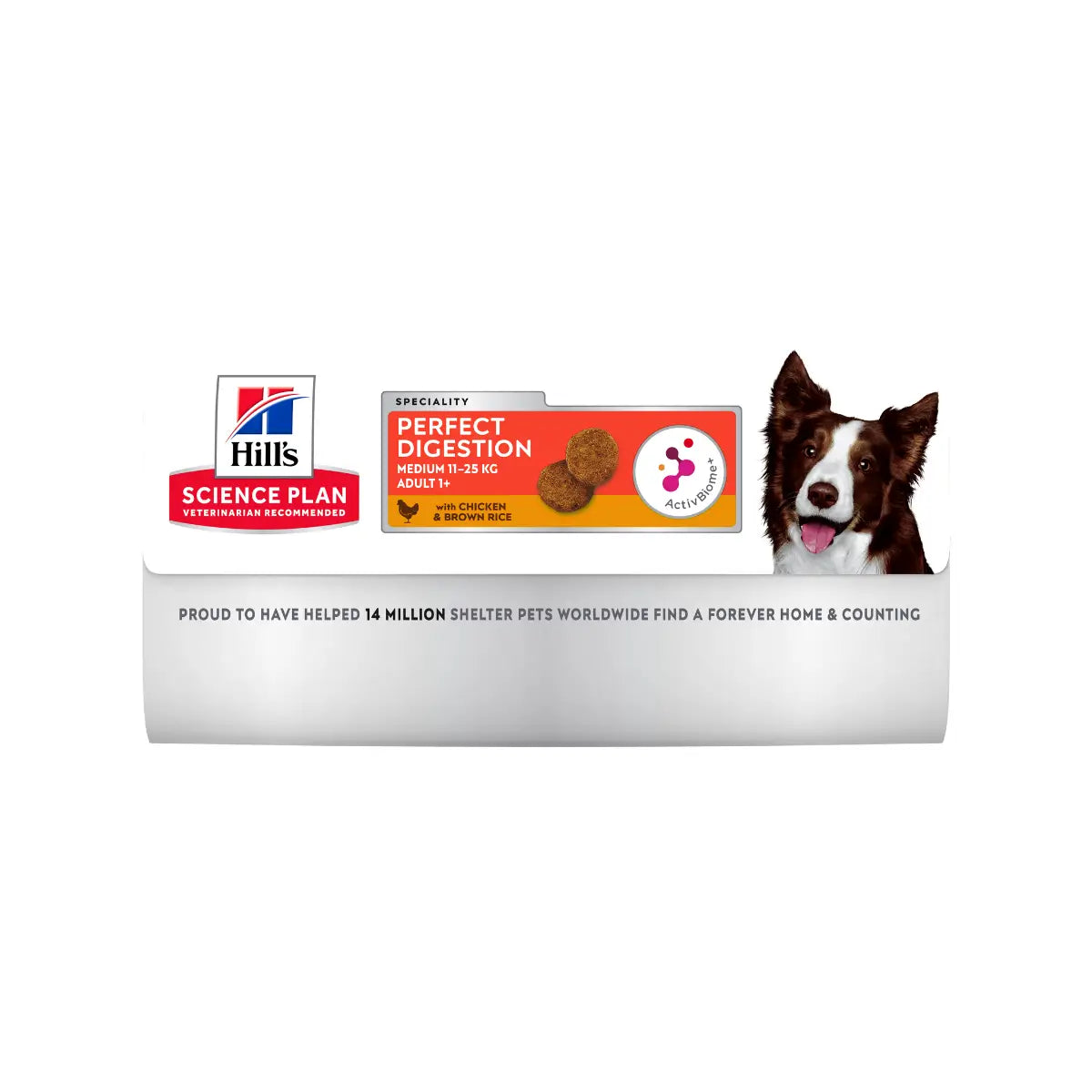Hill's Science Plan dog food packaging for perfect digestion with chicken, designed for adult dogs.