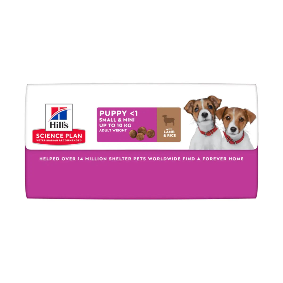 Hill's Science Plan puppy food for small and mini breeds, featuring a chicken and rice formula.