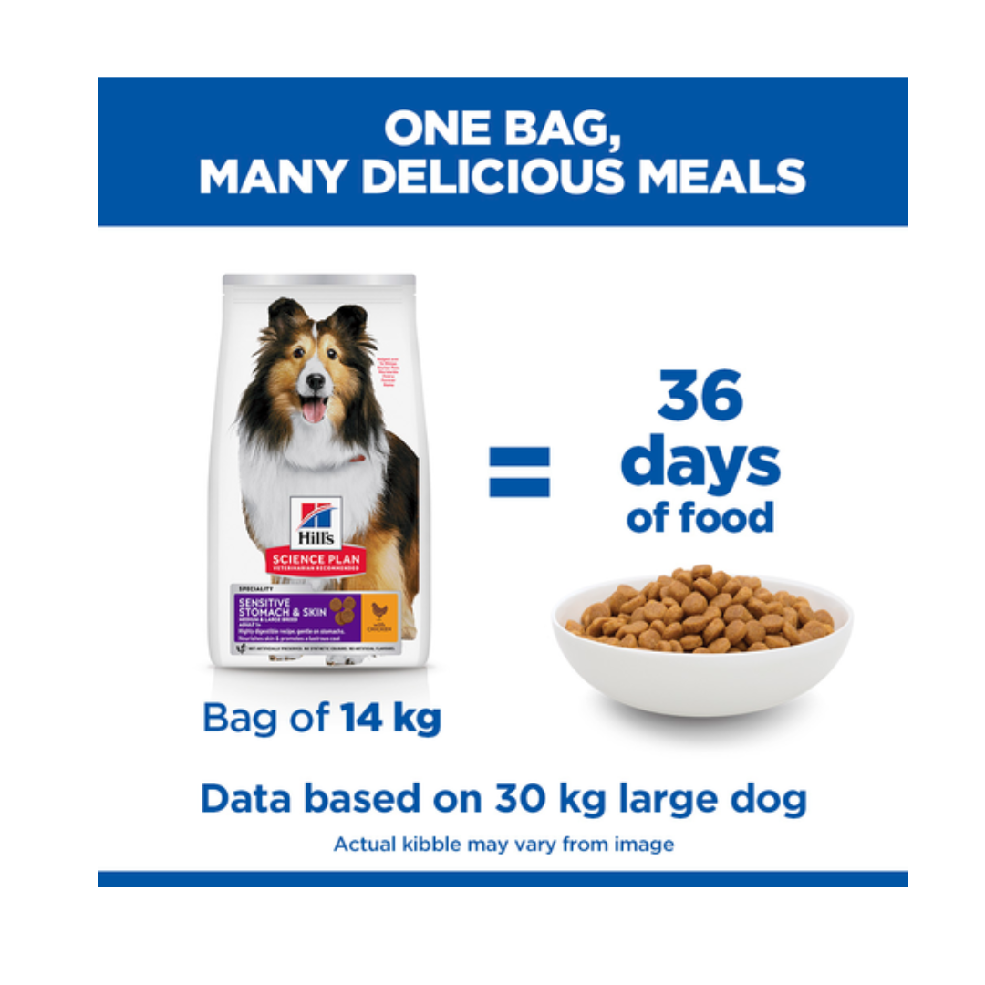 Hill’s Science Plan Adult Sensitive Stomach & Skin Dry Dog Food, Chicken Flavour   | Canine & Co