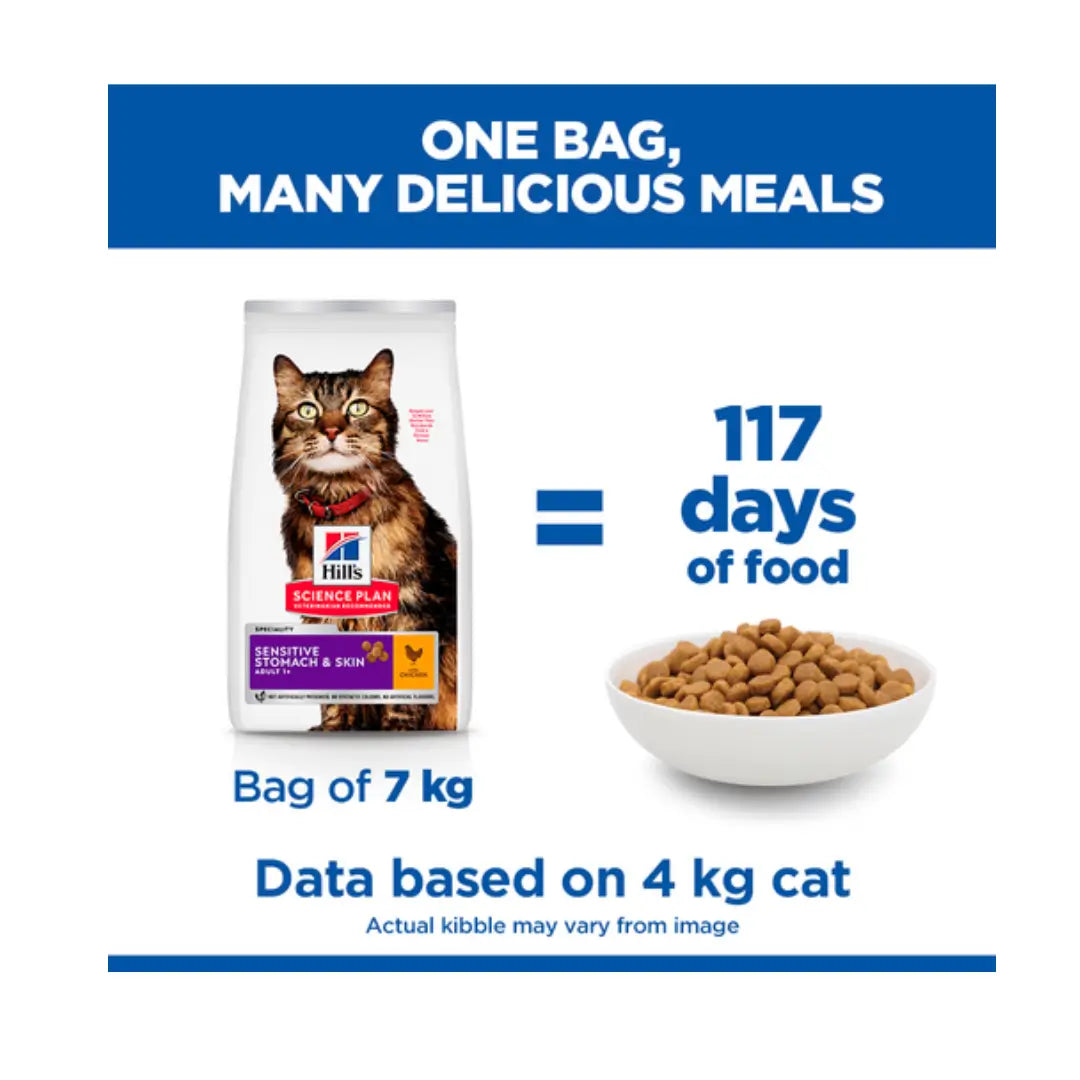 Hill's Science Plan Feline Adult Sensitive Stomach & Skin Chicken Dry Cat Food   | Canine & Co