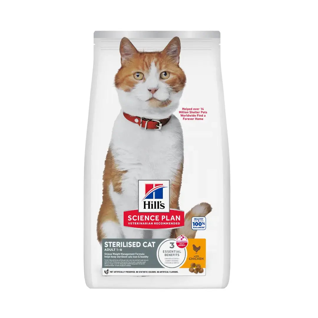 Hill's Science Plan Feline Adult Sterilised Chicken Dry Cat Food   | Canine & Co