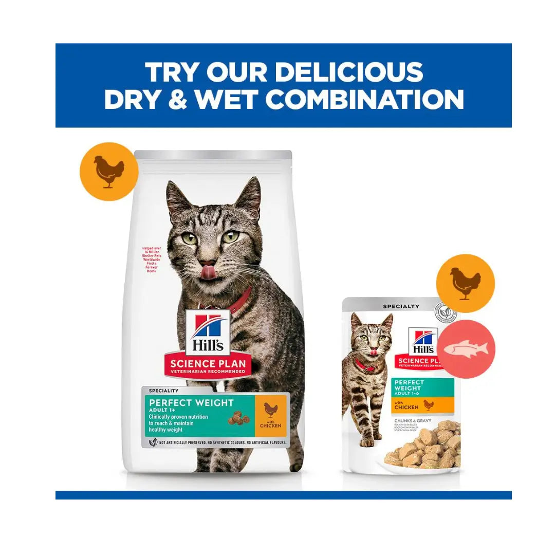 Hill's Science Plan Feline Perfect Weight Chicken Dry Cat Food   | Canine & Co