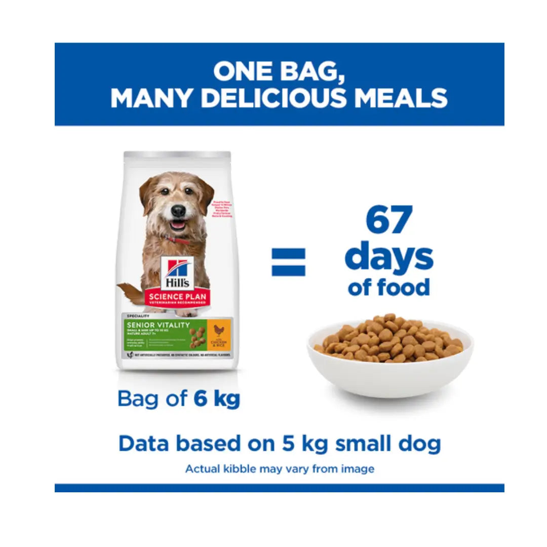 Hill’s Science Plan Small & Mini Senior Vitality 7+ Dry Dog Food, Chicken Flavour   | Canine & Co