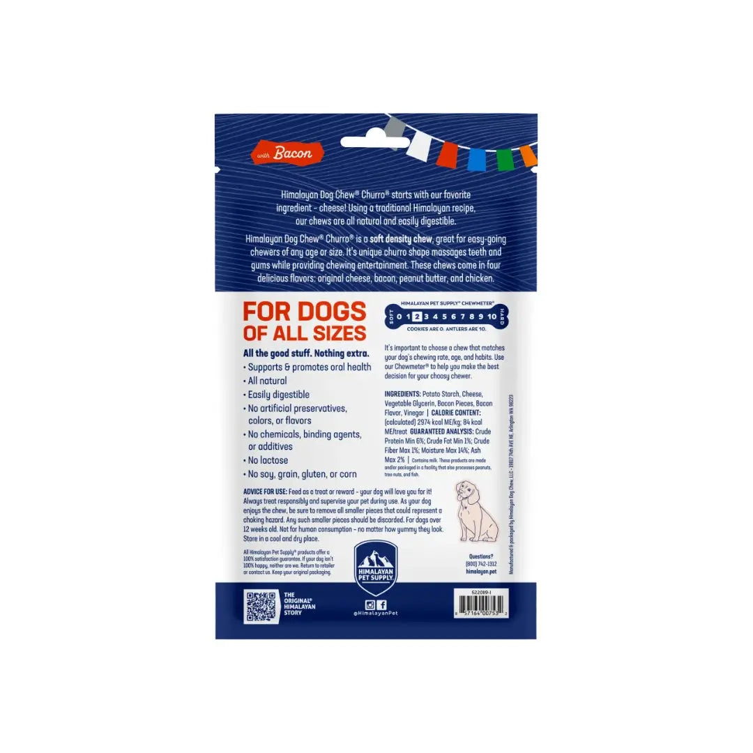 Himalayan Churro Stix Dog Chew - Bacon   | Canine & Co