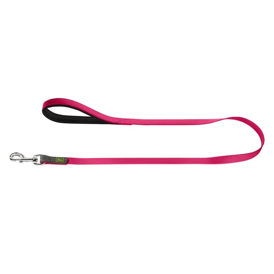 Durable pink dog leash with a comfortable grip and secure clip for safe walks.